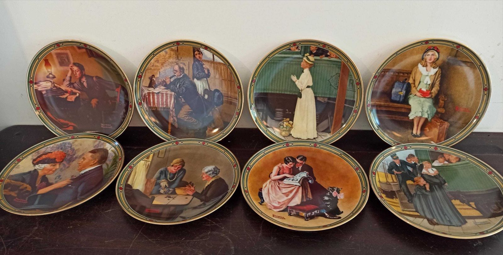 photo for sale Collection Of 8 Norman Rockwell China Decorative Plates. Rockwell Society Of America. Limited Edition. Excellent Condition.