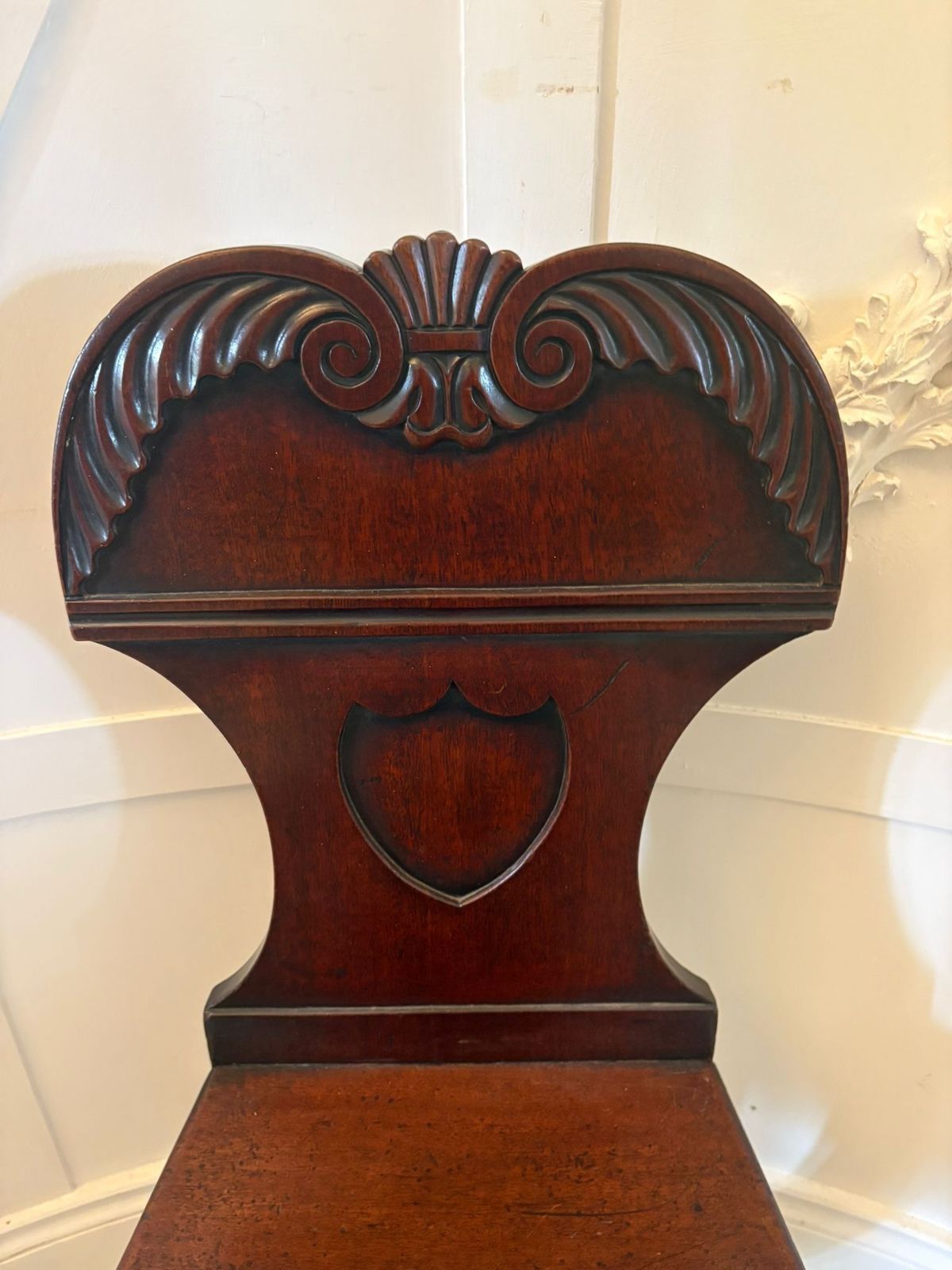 1595.0 Pair Of Antique 19th Century Quality Carved Mahogany Hall Chairs photo
