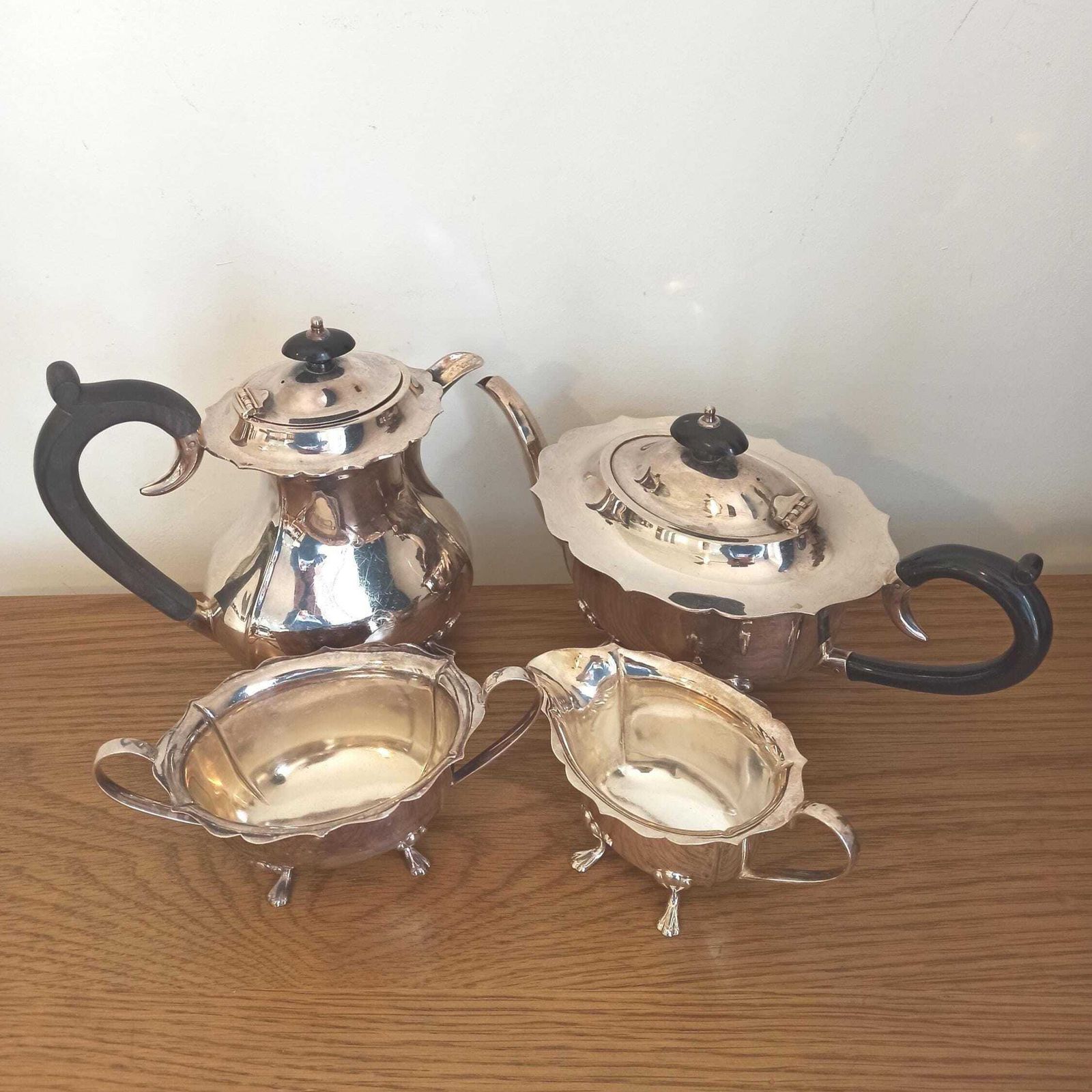 4 Piece Silver Plated Tea Set. Coffee Pot, Teapot, Milk Jug And Sugar Bowl. Very Good Condition.