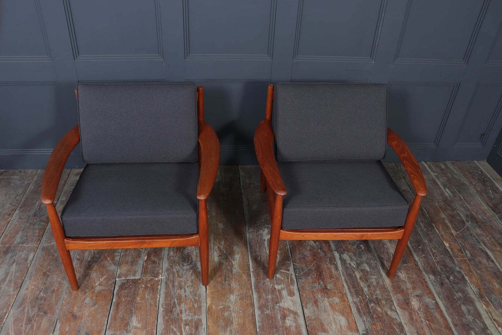 Pair Of Grete Jalk Teak Lounge Chairs For France & Søn photo vintage