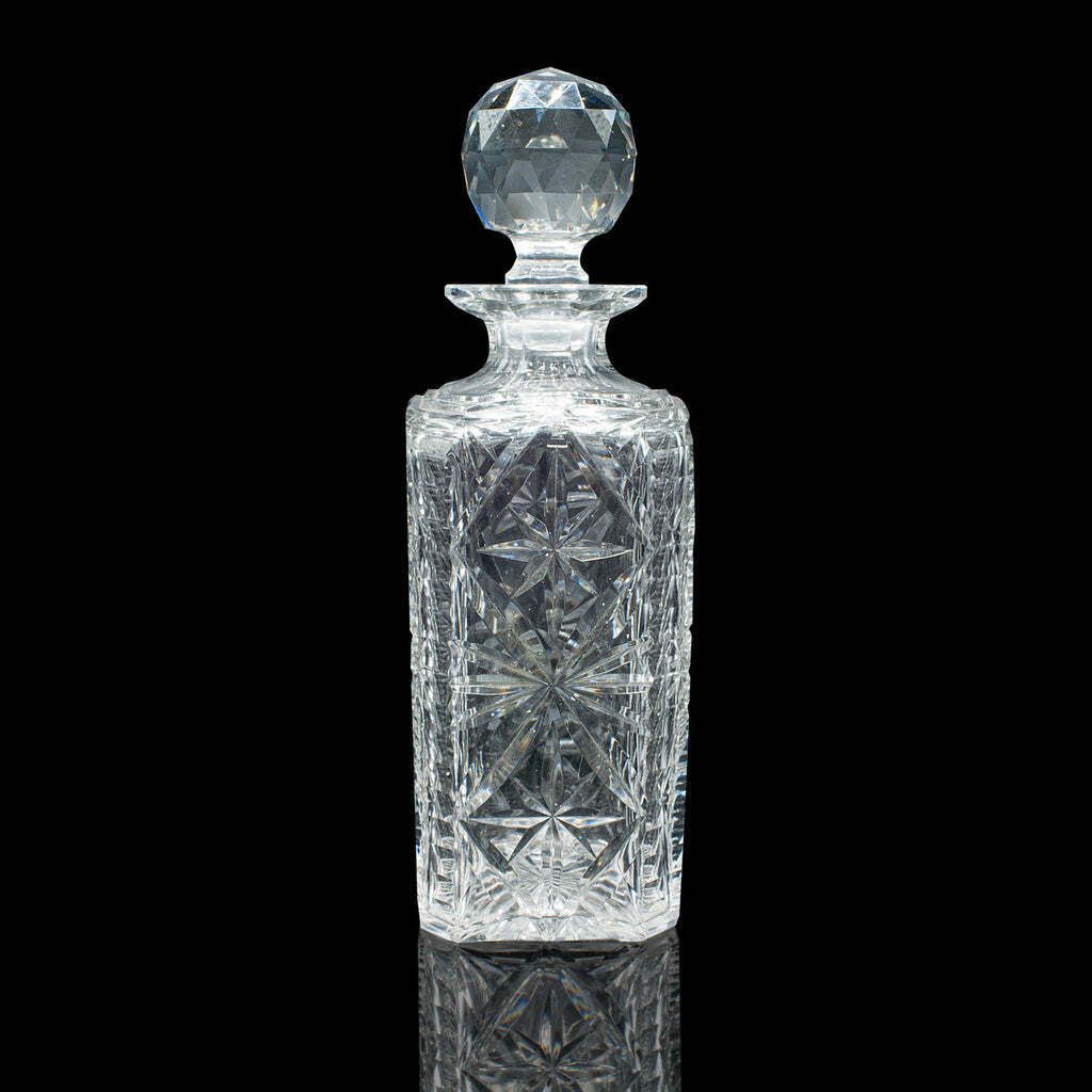 Vintage Whisky Decanter English Cut Glass Bourbon Scotch Carafe Mid Century photo Home Decor