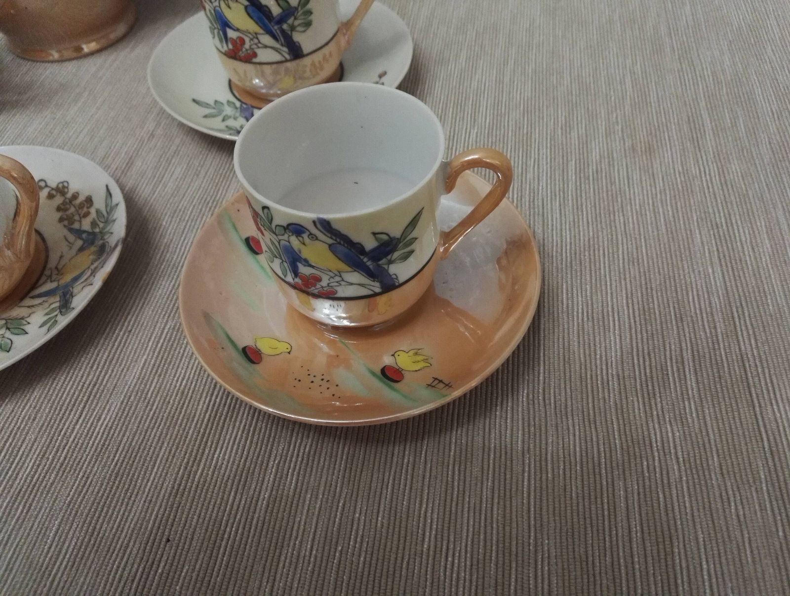 14 Piece Japanese Mikori Eggshell Porcelain Tea Set   Good To Very Good Condition photo furniture