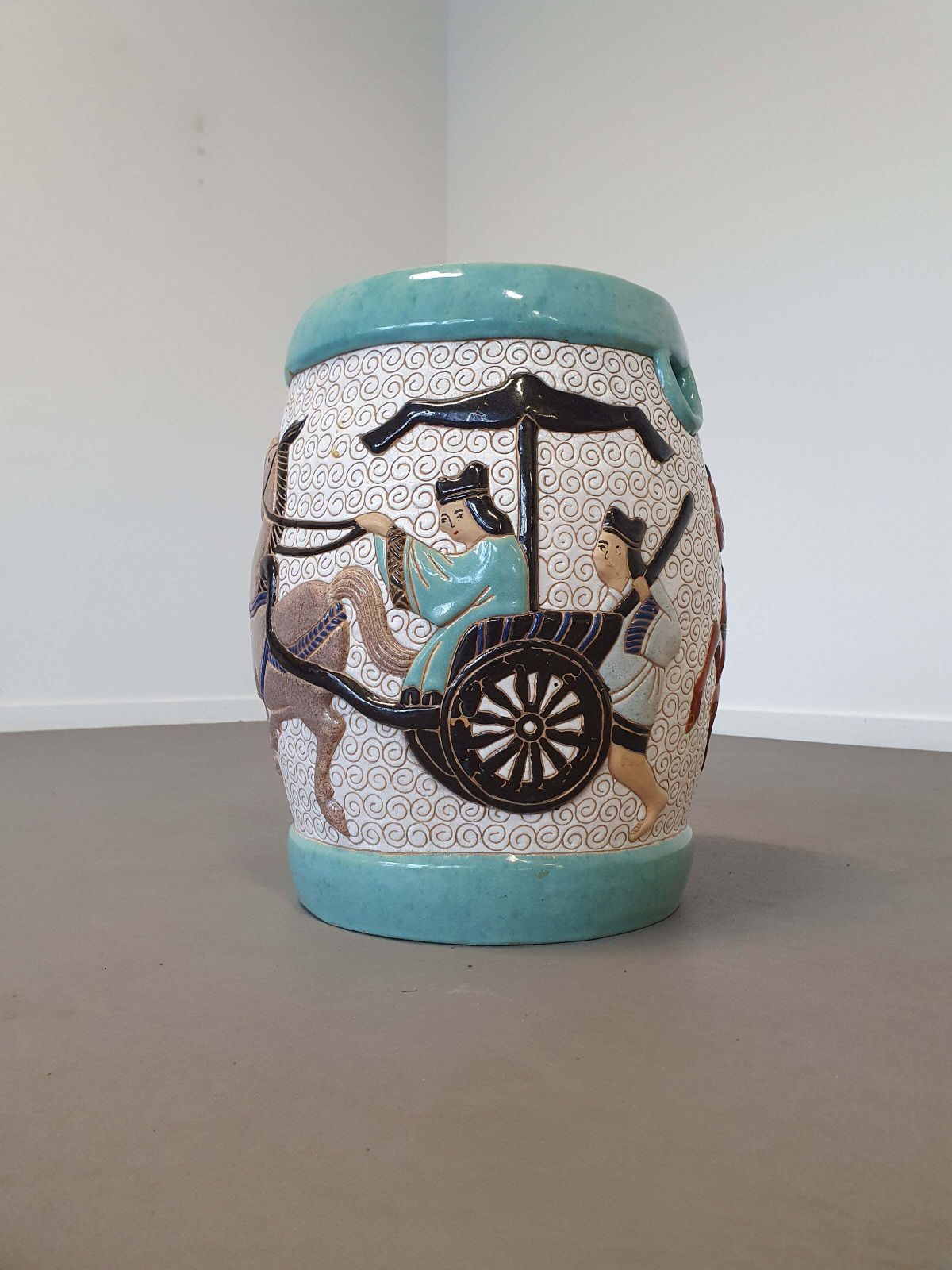 Set Of 2 Porcelain Chinoiserie Garden Stools photo Furniture