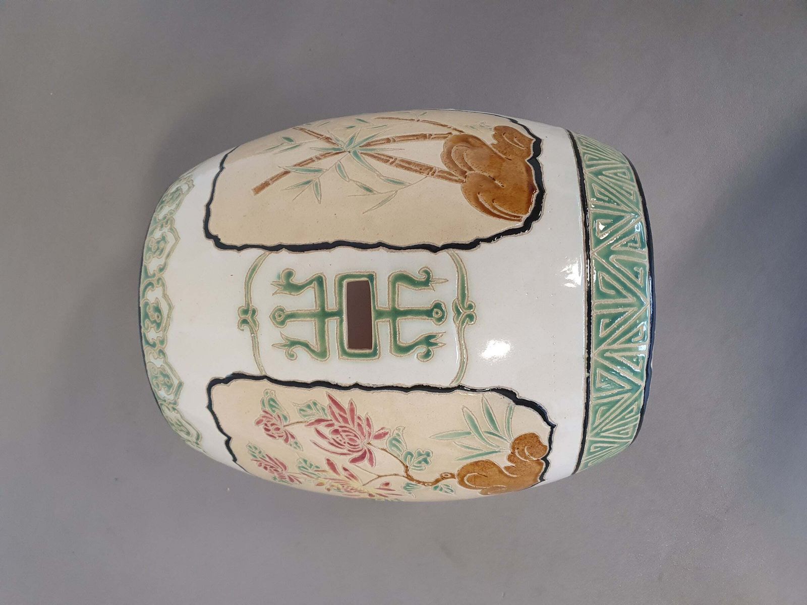 717.0 Set Of 2 Porcelain Chinoiserie Garden Stools photo