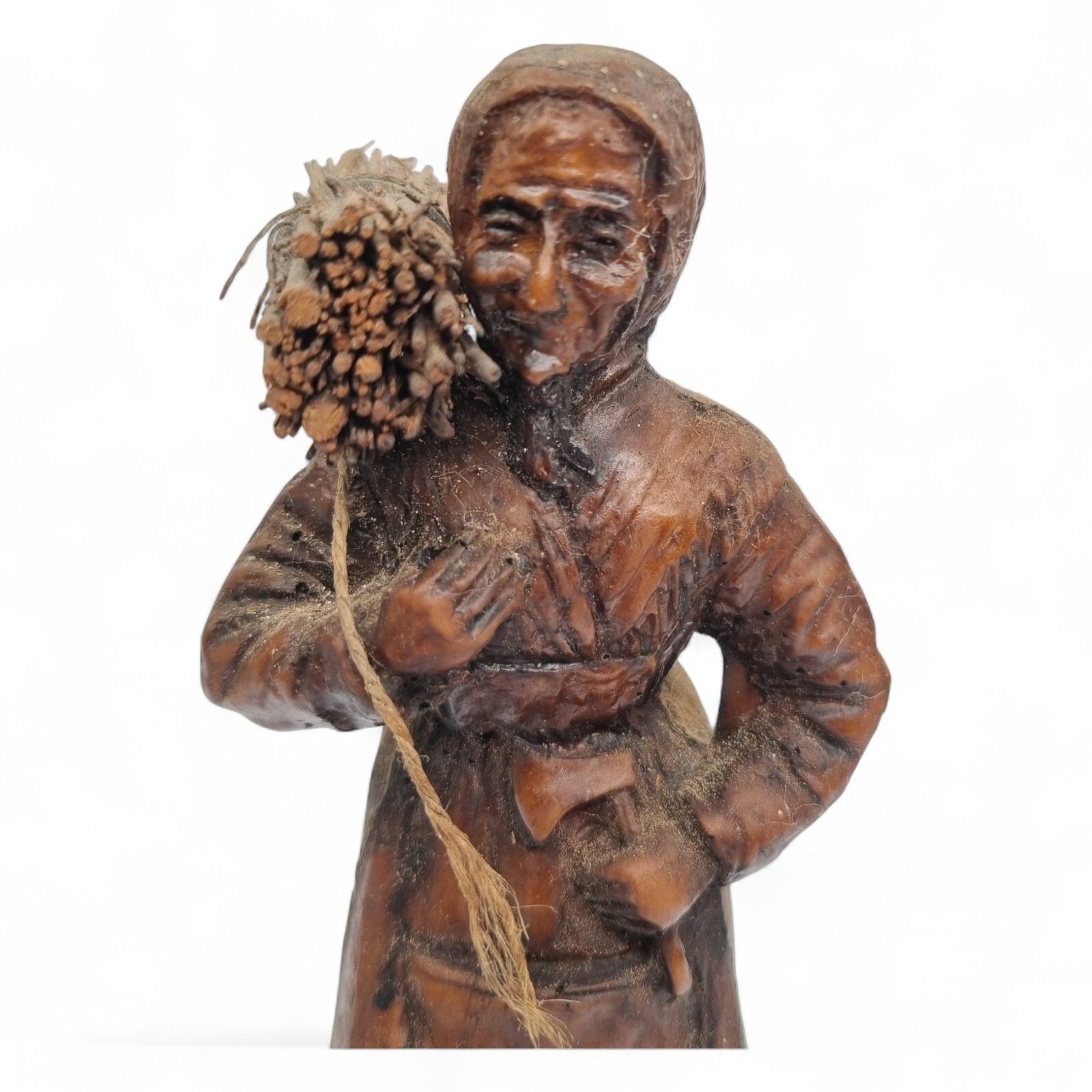 Folk Art Figurine Lithuanian Oak Wood Carved Vintage Figurine photo vinterior