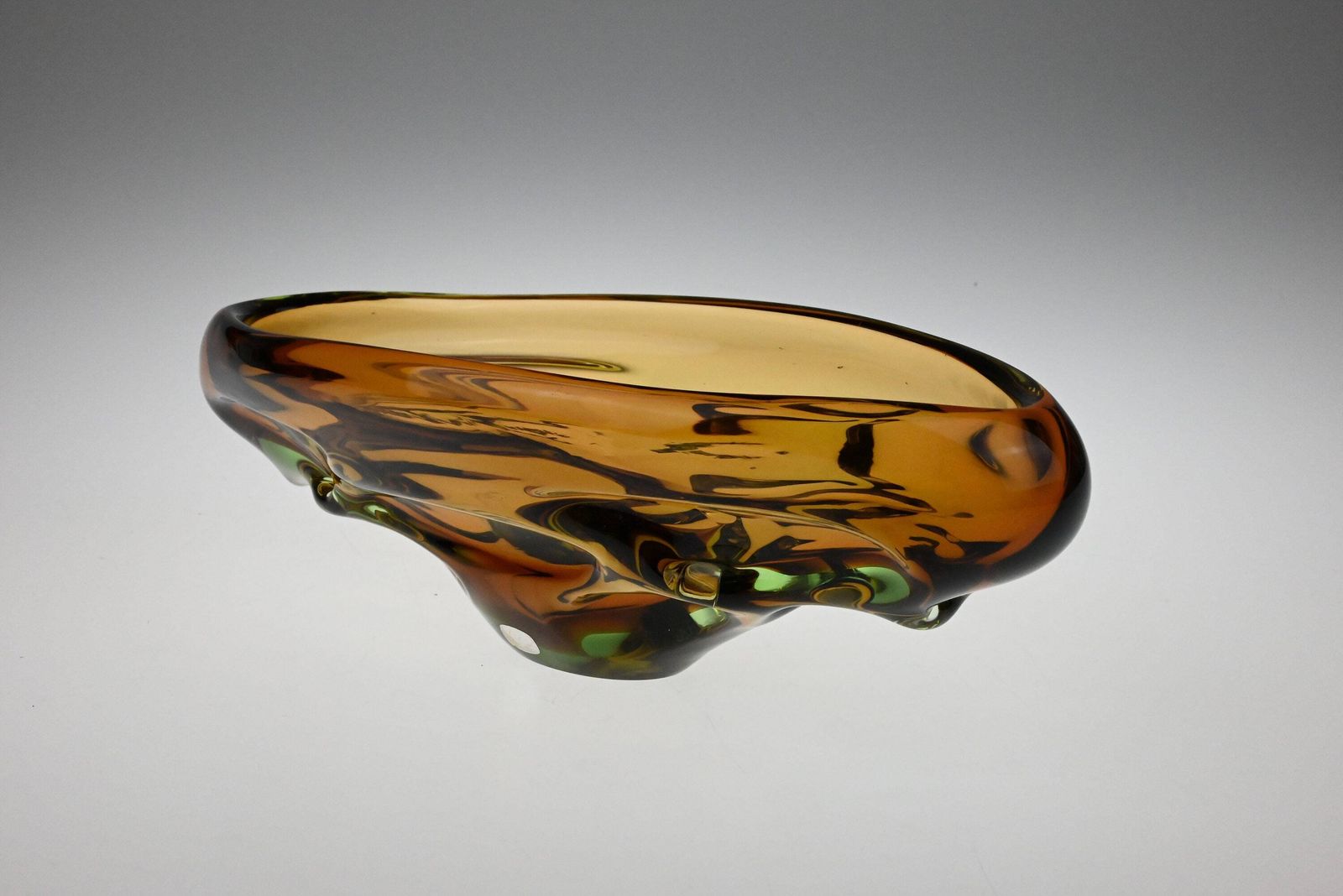 Jan Beranek Skrdlovice Glass Jardiniere Bowl, Glass Bowl, Art Glass Bowl, Vintage Glass Bowl, Antique Glass Bowl, Antique Bowls, Czech Glass photo for sale