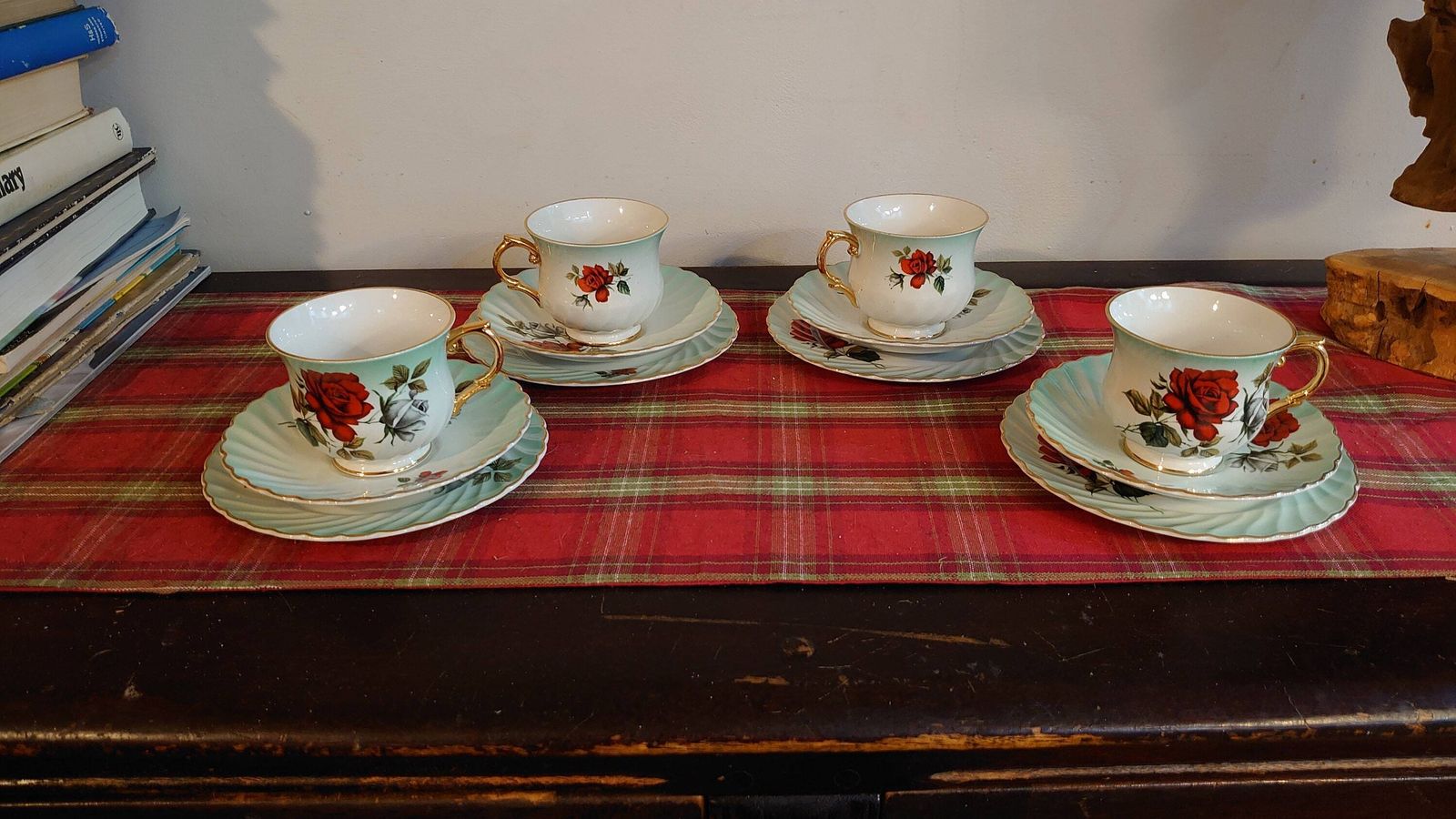 4 Cup, Saucer And Side Plate Set From Old Foley By James Kent Ceramics   Excellent Condition photo furniture