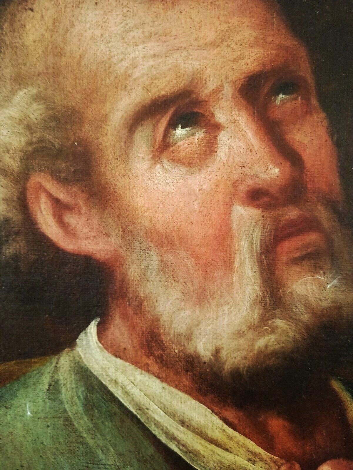 Ancient Large Painting St. Peter 17th Century Tuscan School photo for sale