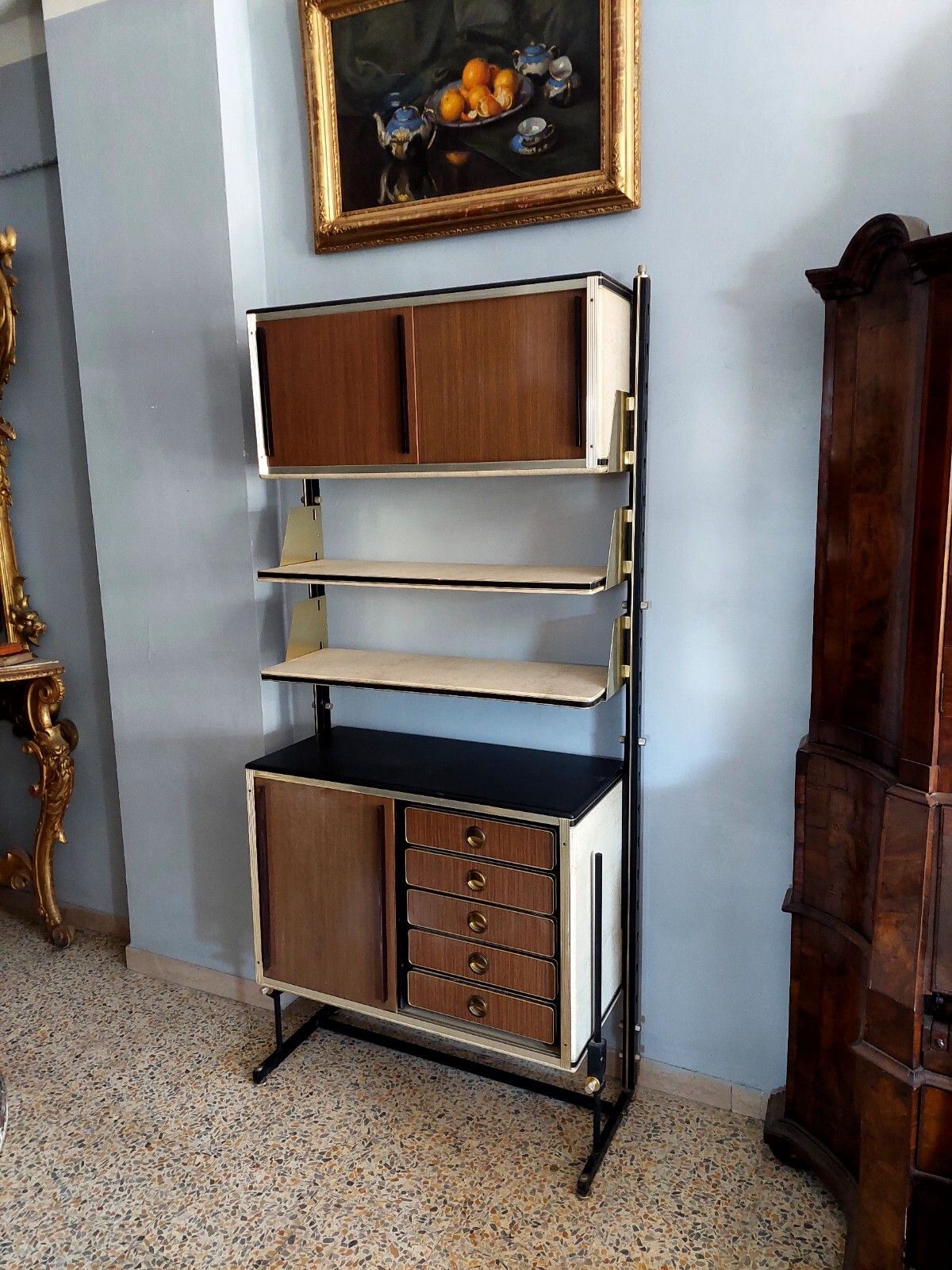1633.0 Umberto Mascagni Bookcase With Sliding Doors Design 50s photo