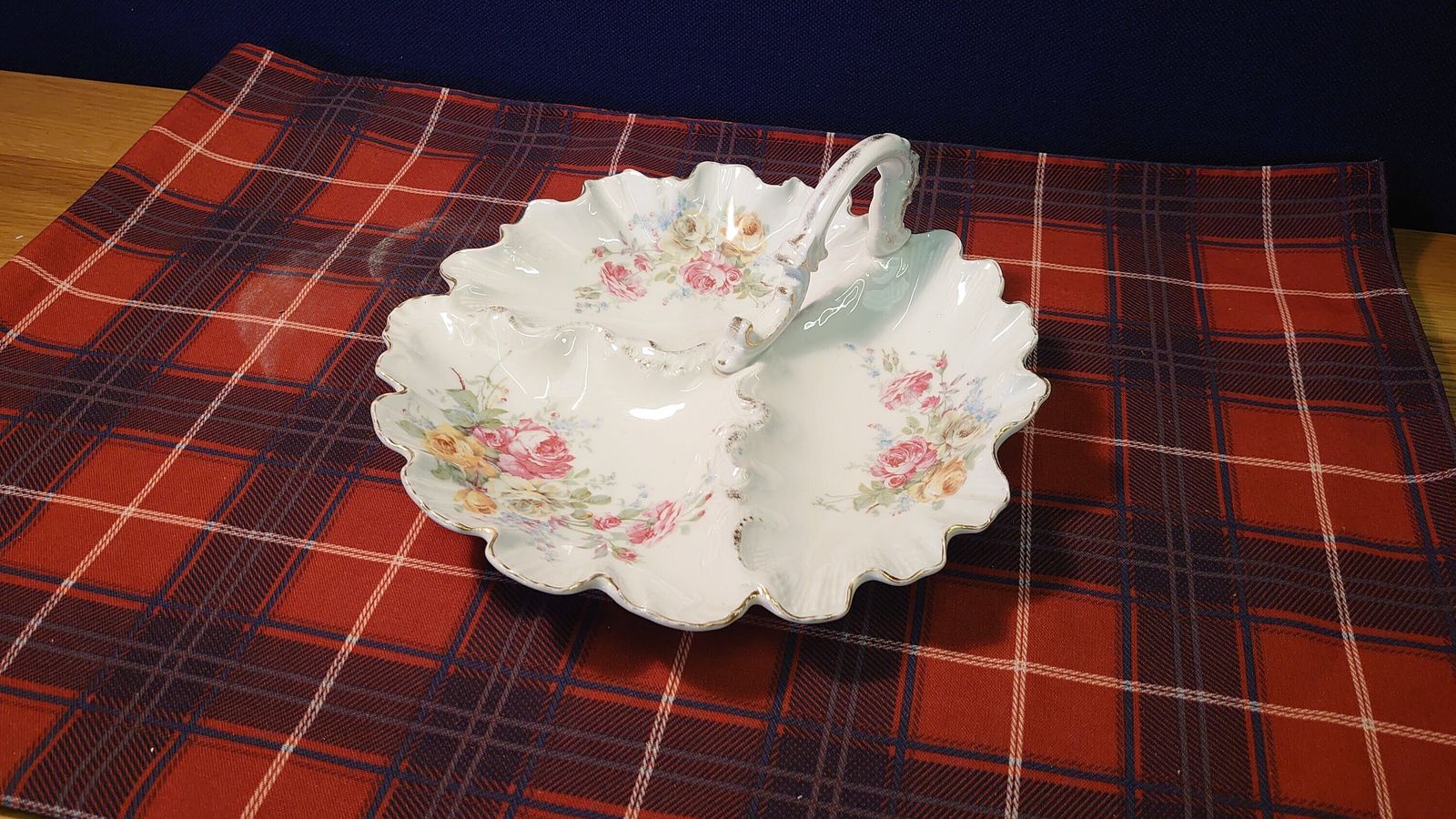 Antique Porcelain Triple Compartment Bowl With Handle. Czech   Haas & Czjzek   Good Condition   1833 1873   Rare Piece photo for sale