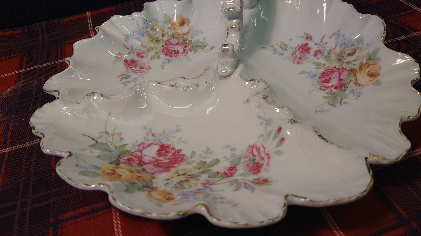 Antique Porcelain Triple Compartment Bowl With Handle. Czech   Haas & Czjzek   Good Condition   1833 1873   Rare Piece photo 165.0