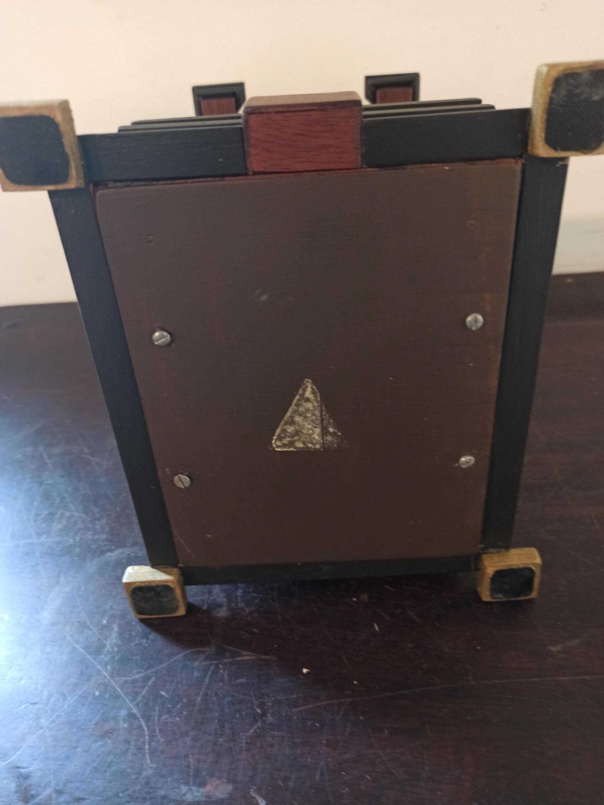 Unique Wooden Mantle Clock. Handmade. Battery Operated. Working Order. Very Good Condition. photo vintage