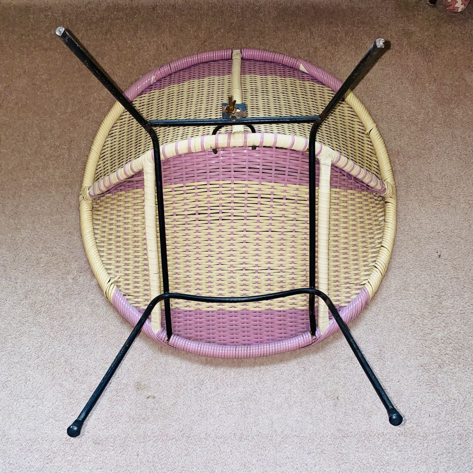 1950's Rattan Woven Two Tone Cocktail Chair In The Style Of Dirk Van Sliedregt   Lilac & Lemon photo 125.0