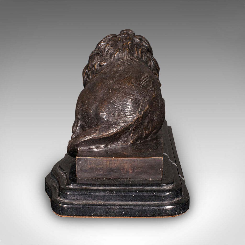 Vintage Recumbent Lion French Bronze Marble After Canova Mid 20th Century photo 4376.0