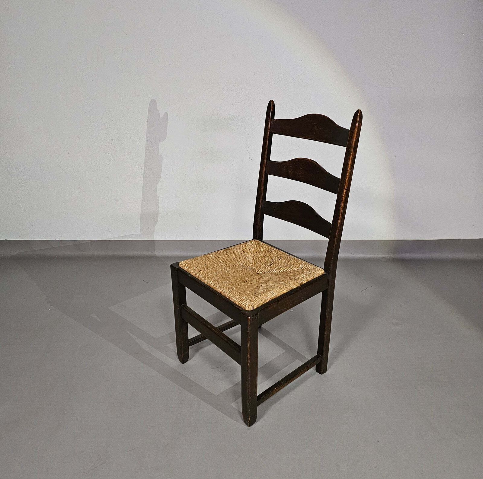 Furniture Set Of 2 Oak , Rustic, Farmhouse, Ladderback Dining Chairs With Rush Seats photo