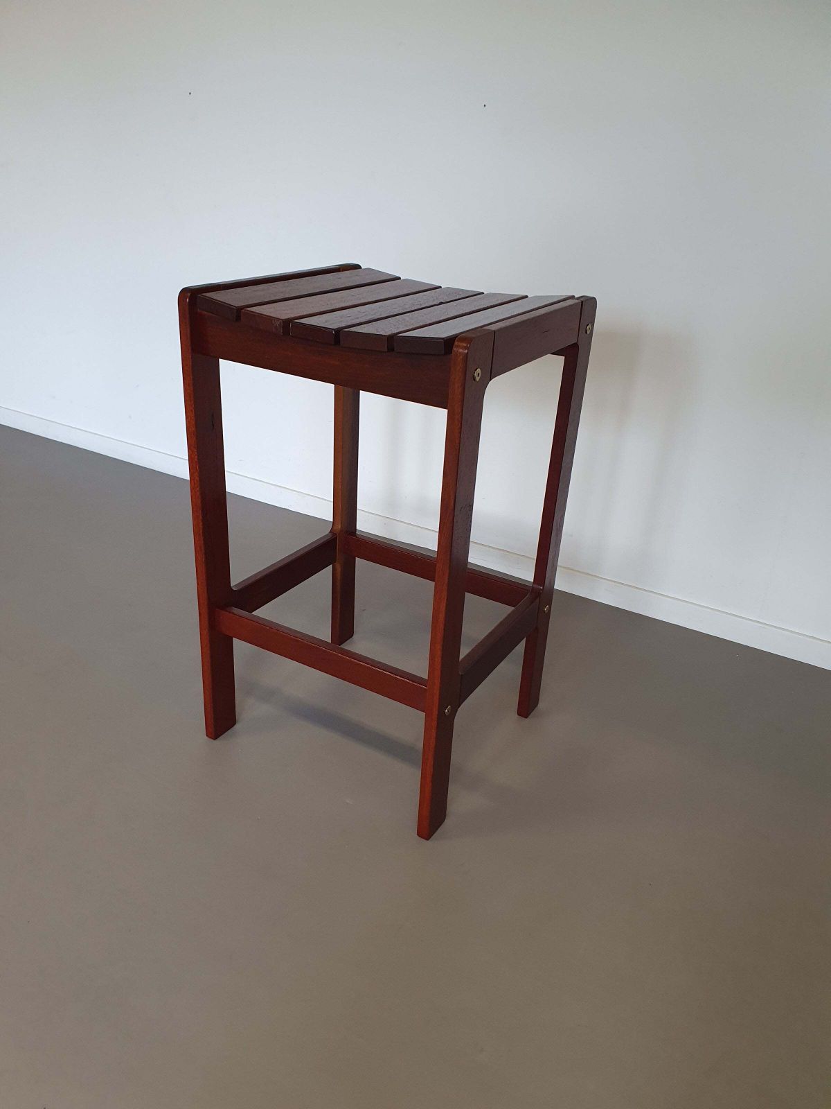 3 X Stool Meranti 70s. Height 71 Cm / Wide 42 Cm / Depth 40 Cm