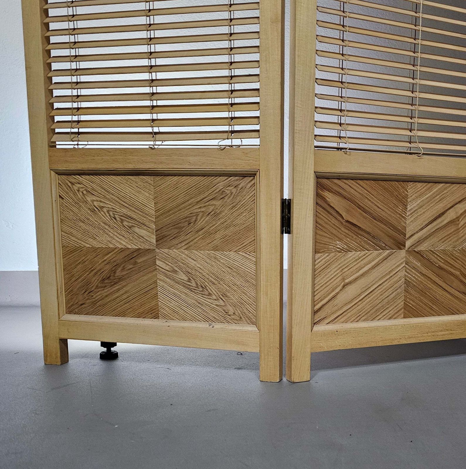 Home Decor Room Divider French Blonde Beech Louvered Screen Room Divider, 1960s photo