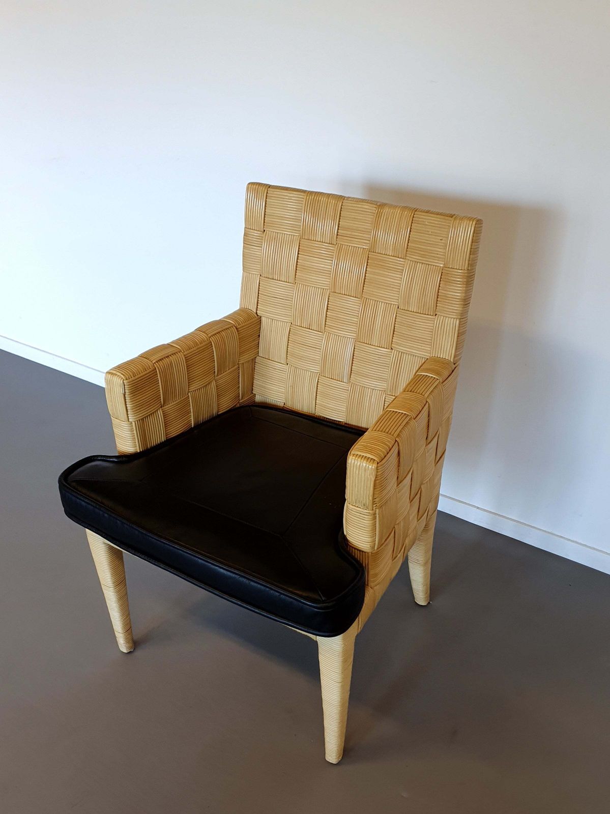 Donghia Block Island Chairs With Original Leather Seats By John Hutton photo vinterior