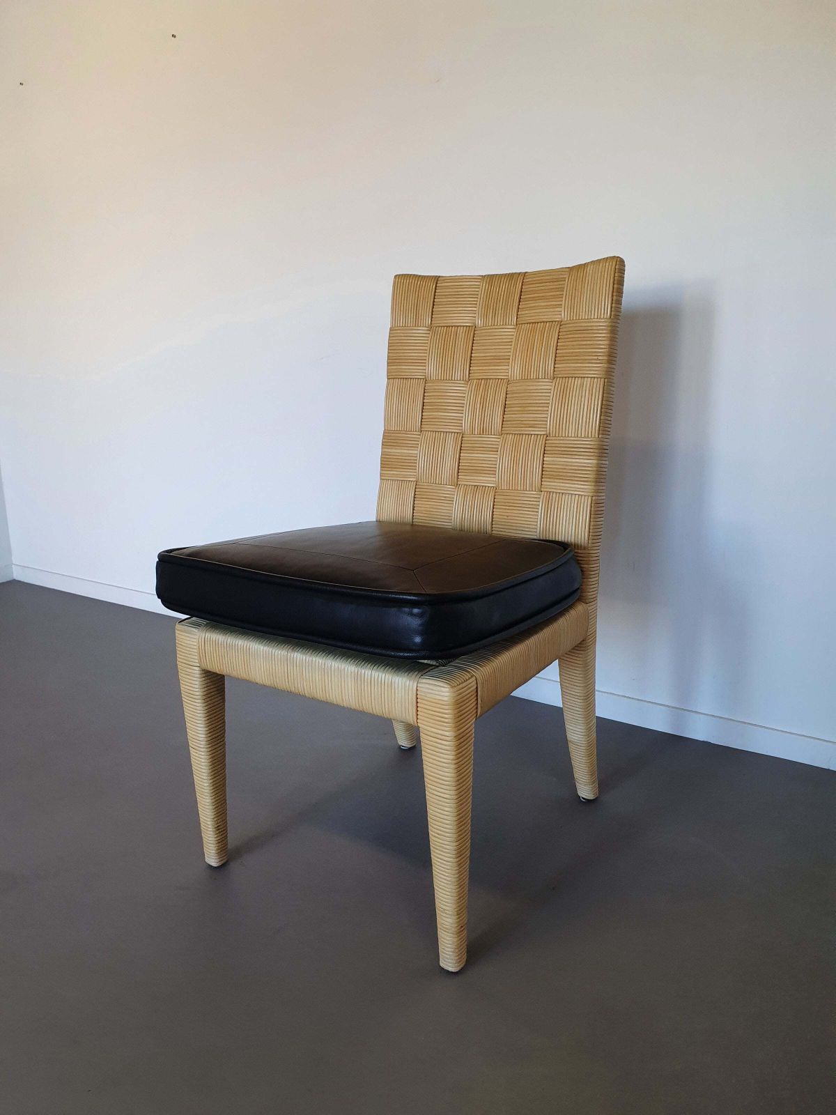 photo vintage Donghia Block Island Chairs With Original Leather Seats By John Hutton