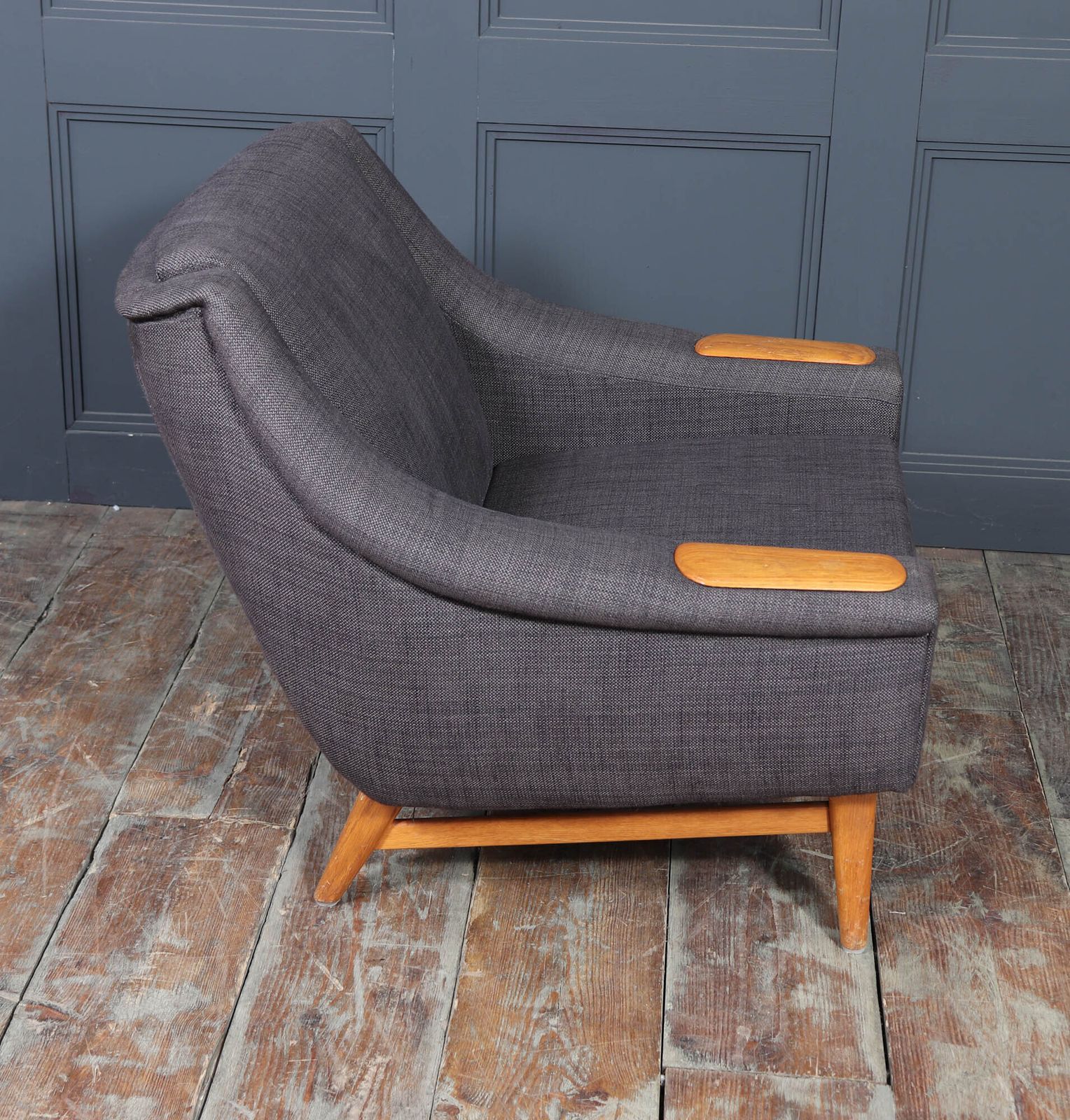 Mid Century Modern Danish Armchair With Oak Arm Rests, C. 1960s photo Furniture