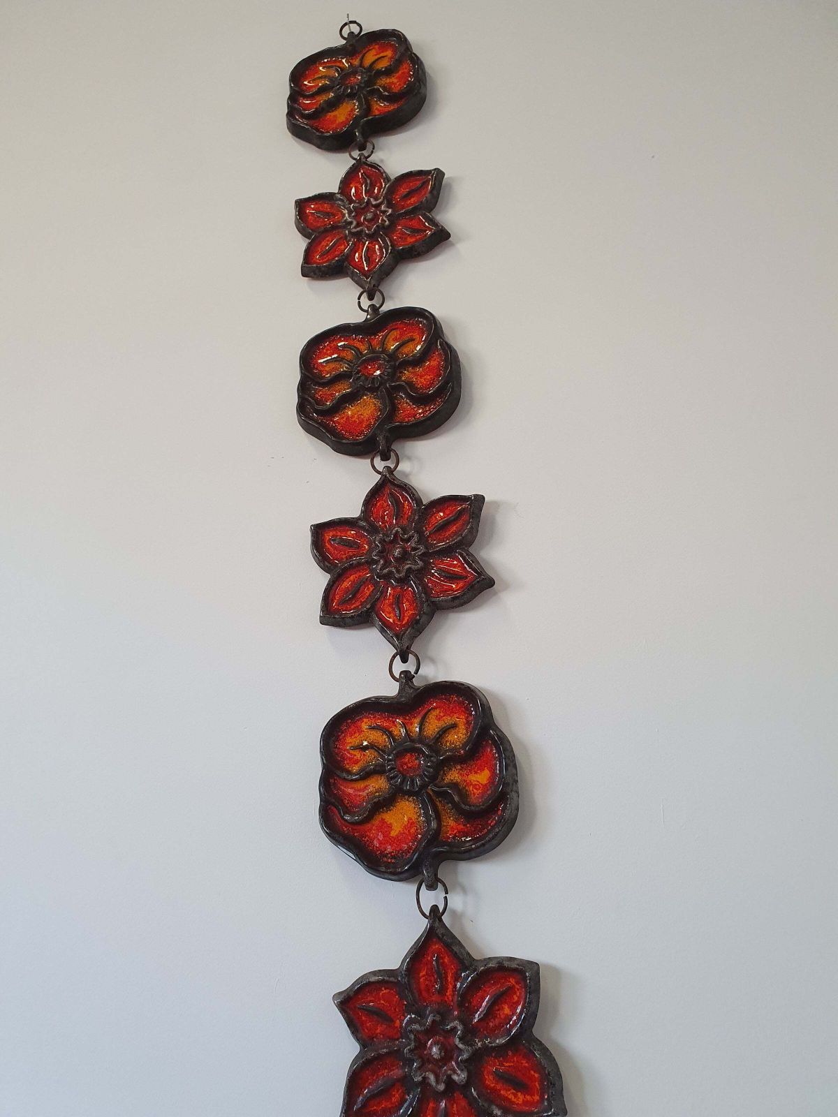 Wall Plaque By Jan Van Erp Ceramic Glaze Flowers Dutch Pottery Vintage 60's 70's photo furniture