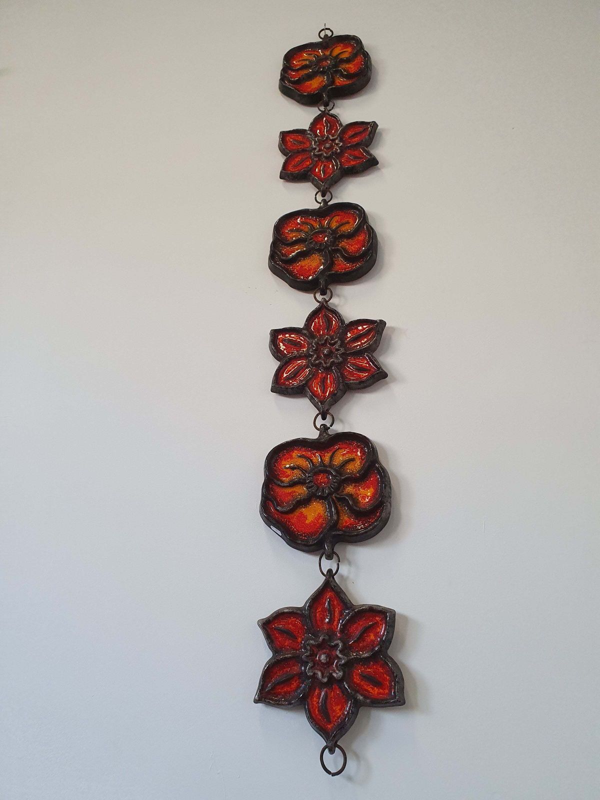 Wall Plaque By Jan Van Erp Ceramic Glaze Flowers Dutch Pottery Vintage 60's 70's photo for sale