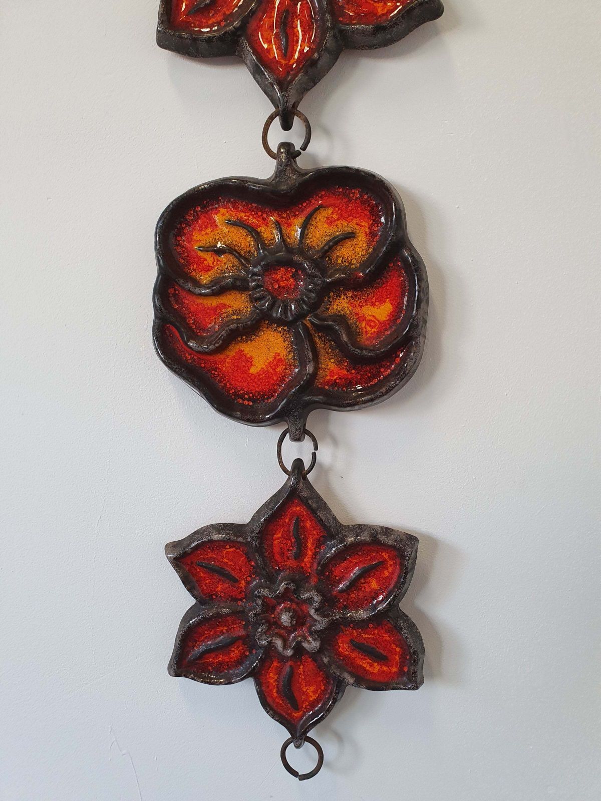 Wall Plaque By Jan Van Erp Ceramic Glaze Flowers Dutch Pottery Vintage 60's 70's photo 845.0