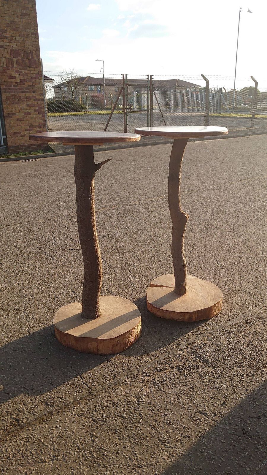 Two Handmade Wooden Bar Tables   1.2m Tall   Good To Very Good Condition   Unique Find! photo Furniture