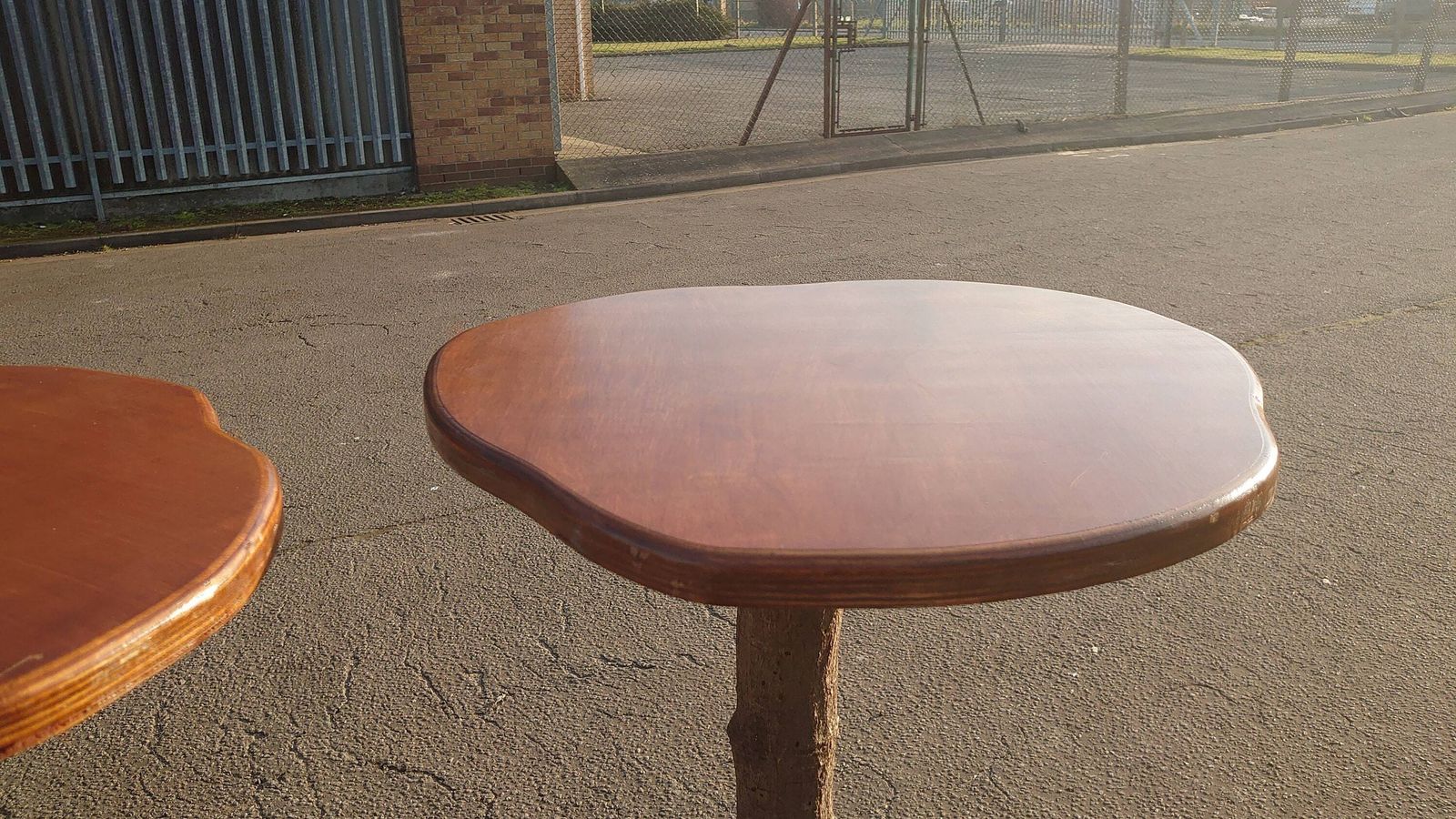 Two Handmade Wooden Bar Tables   1.2m Tall   Good To Very Good Condition   Unique Find! photo vinterior