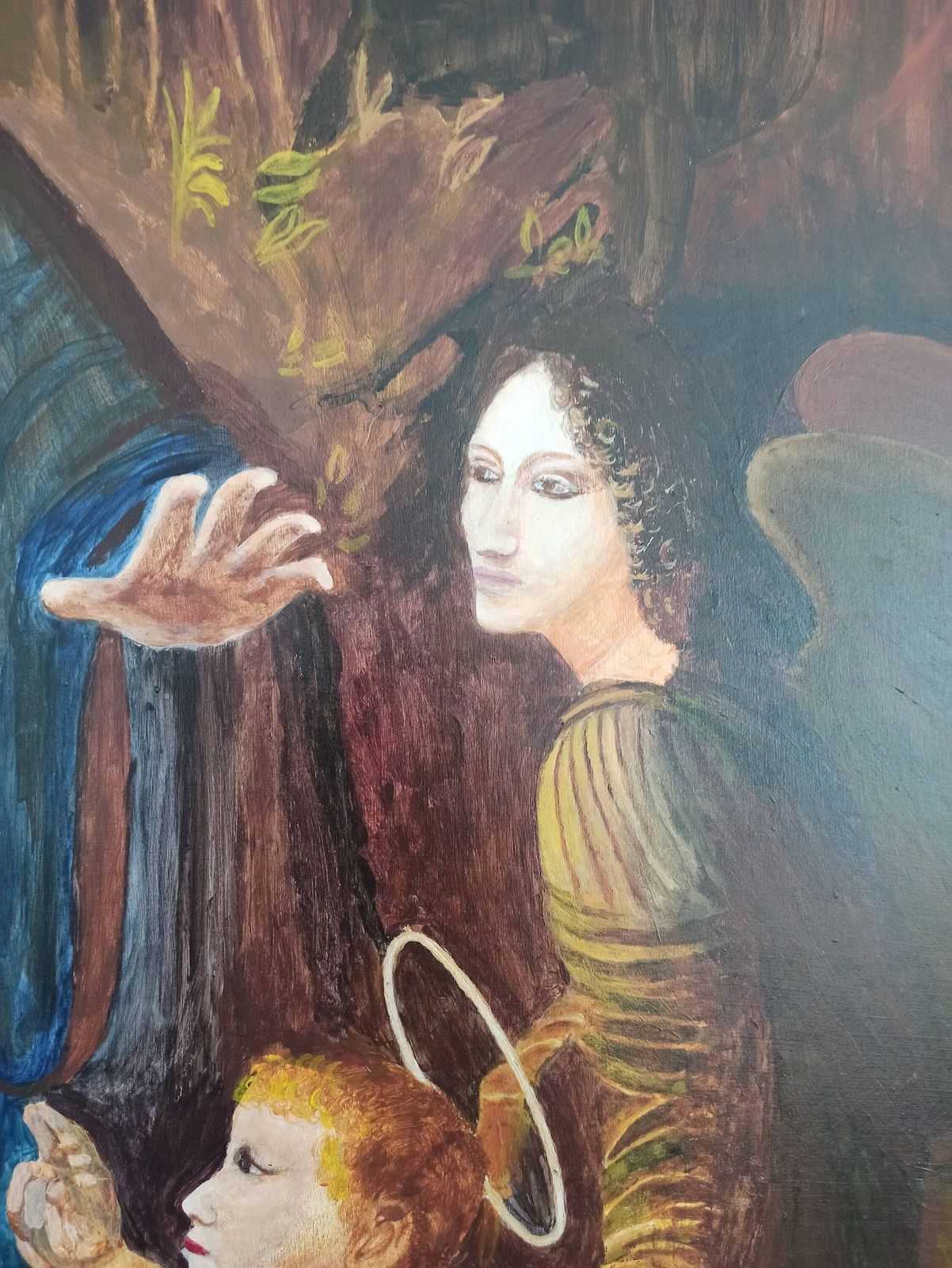 Vintage Studio Painting Of Virgin On The Rocks By Leonardo Da Vinci. Artist Ken Hill. photo for sale