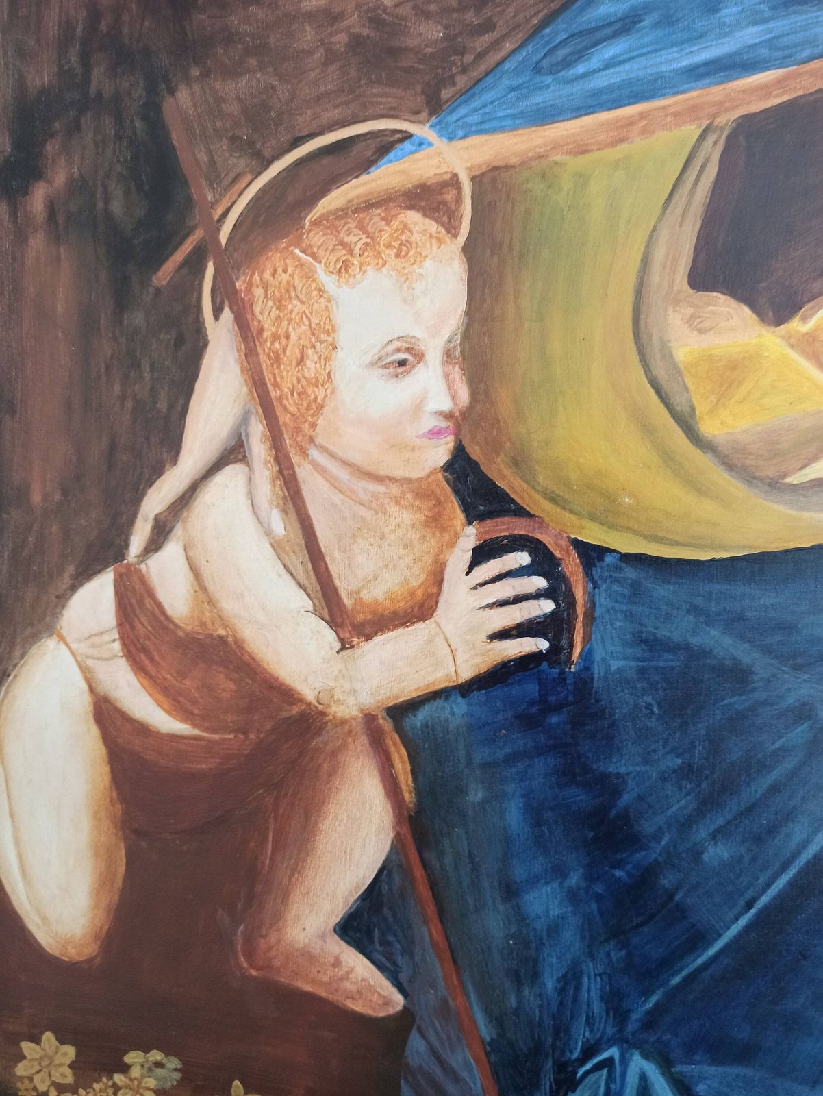 Vintage Studio Painting Of Virgin On The Rocks By Leonardo Da Vinci. Artist Ken Hill. photo 139.0