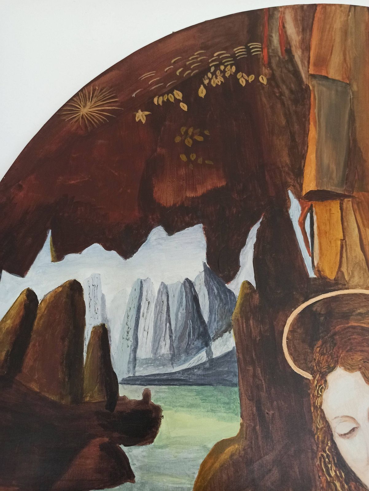 Vintage Studio Painting Of Virgin On The Rocks By Leonardo Da Vinci. Artist Ken Hill. photo vinterior