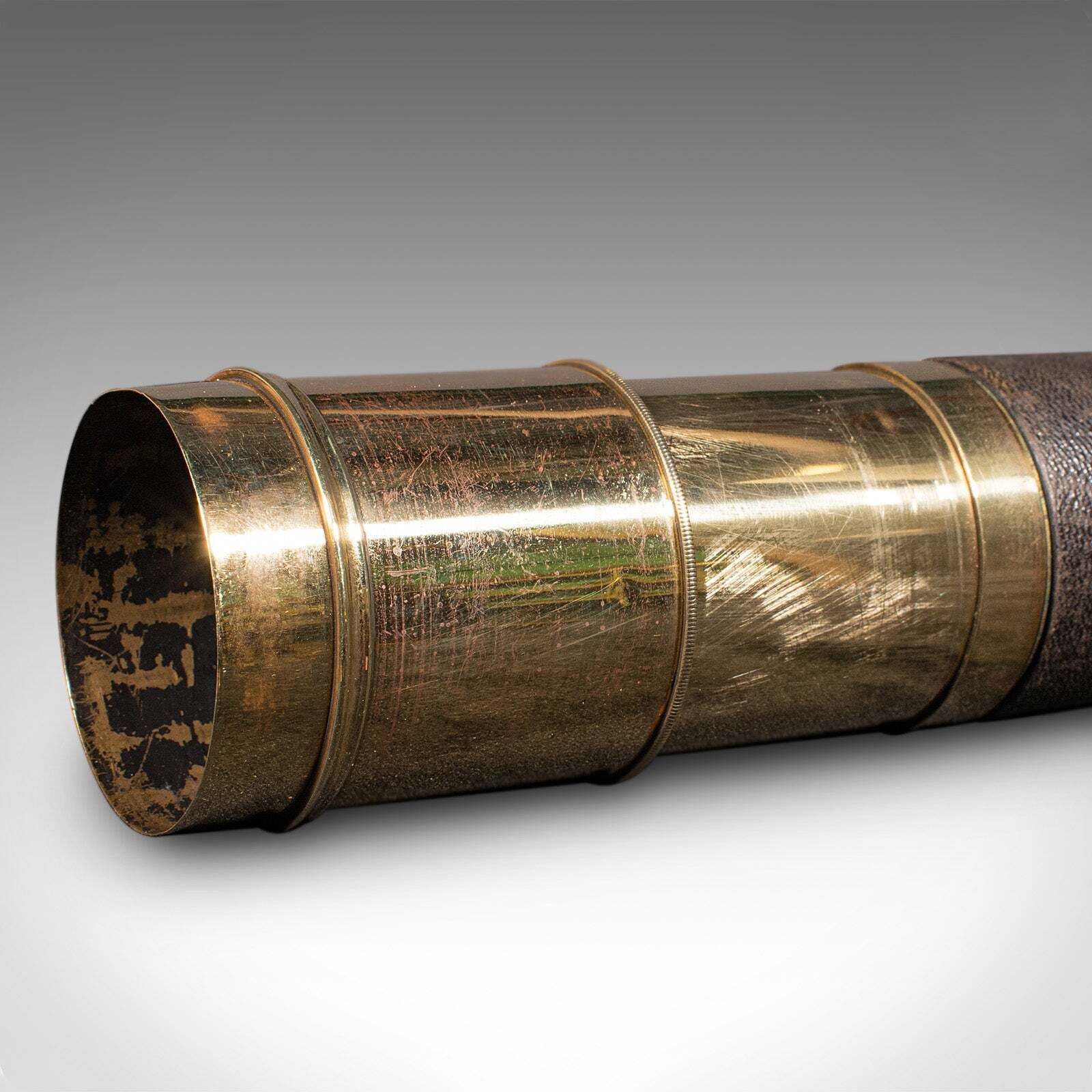 Antique Telescope, English, 6 Draw, Brass, Leather, Terrestrial, Victorian, 1860 photo buy