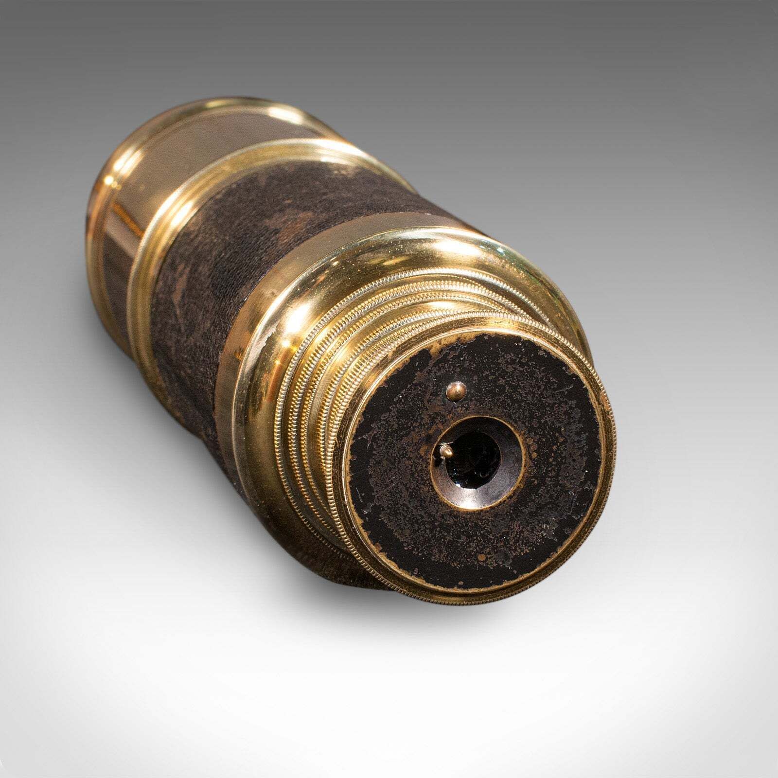 Antique Telescope, English, 6 Draw, Brass, Leather, Terrestrial, Victorian, 1860 photo vintage