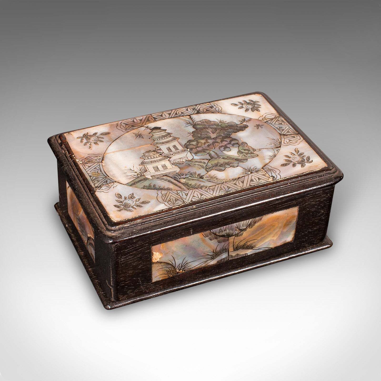 Small Antique Keepsake Box, Oriental, Decorative Case, Qing Dynasty, Edwardian