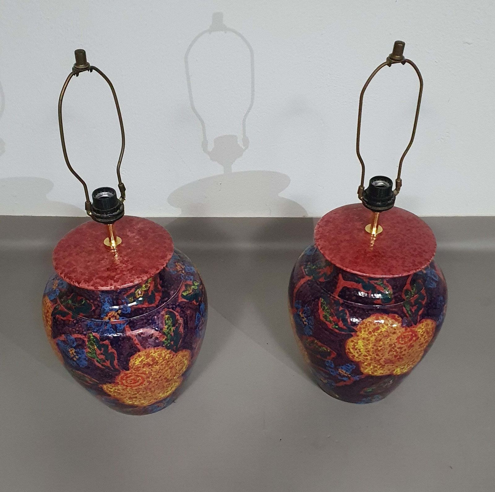 Hand   Turned Ceramic / Glazed Vase Lamp Holders 70s ( Most Likely French ) photo furniture
