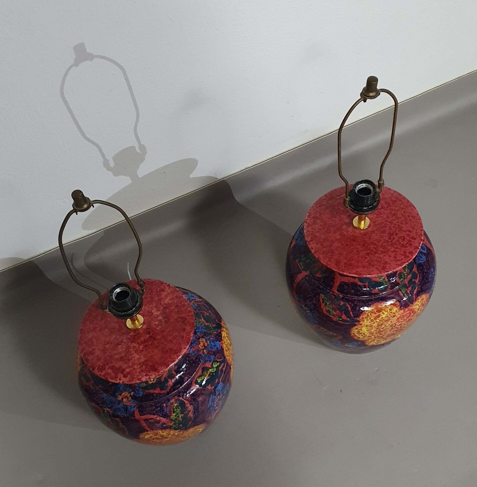Hand   Turned Ceramic / Glazed Vase Lamp Holders 70s ( Most Likely French ) photo 1690.0