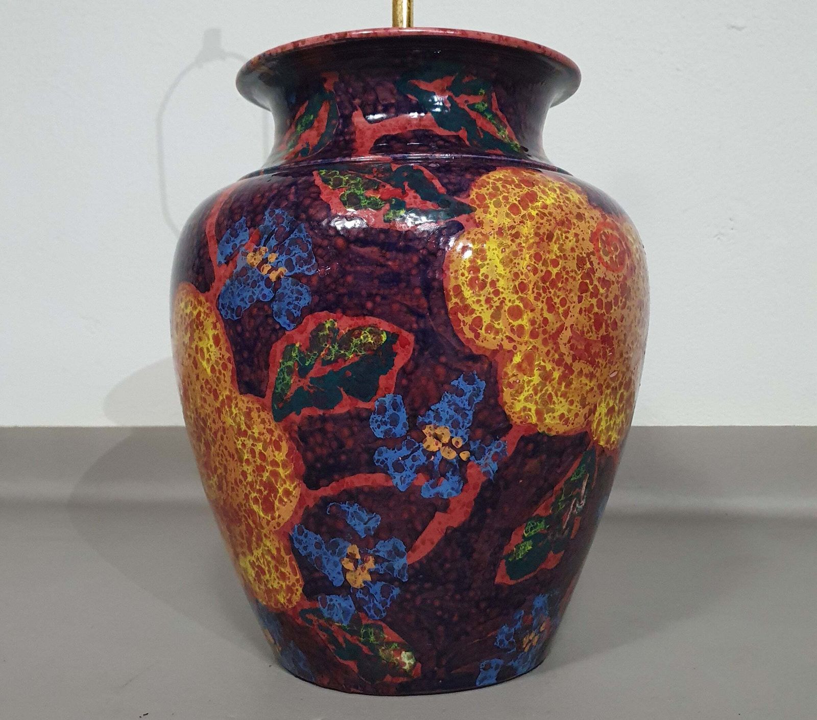 Hand   Turned Ceramic / Glazed Vase Lamp Holders 70s ( Most Likely French ) photo buy