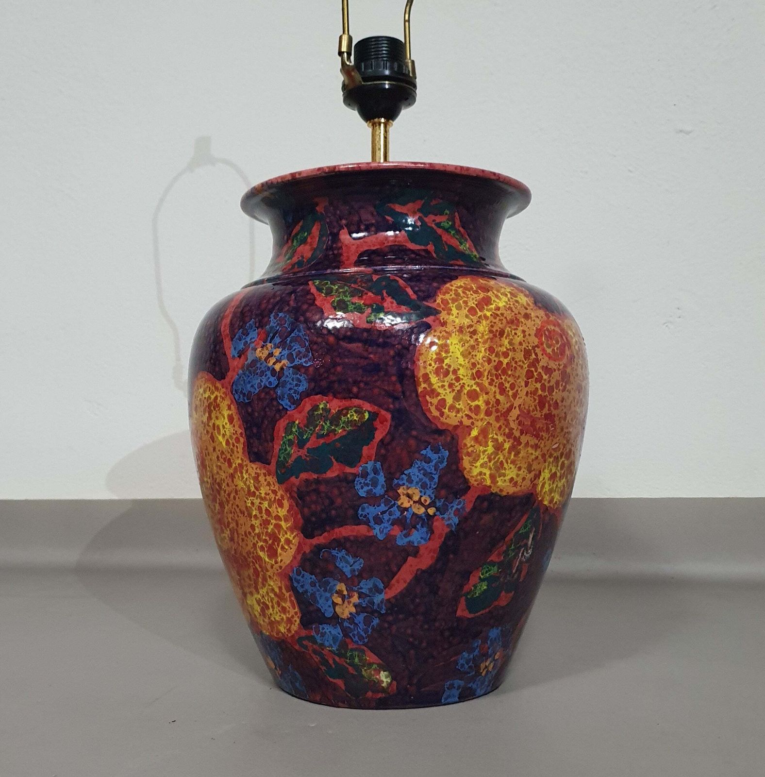 Hand   Turned Ceramic / Glazed Vase Lamp Holders 70s ( Most Likely French ) photo vintage