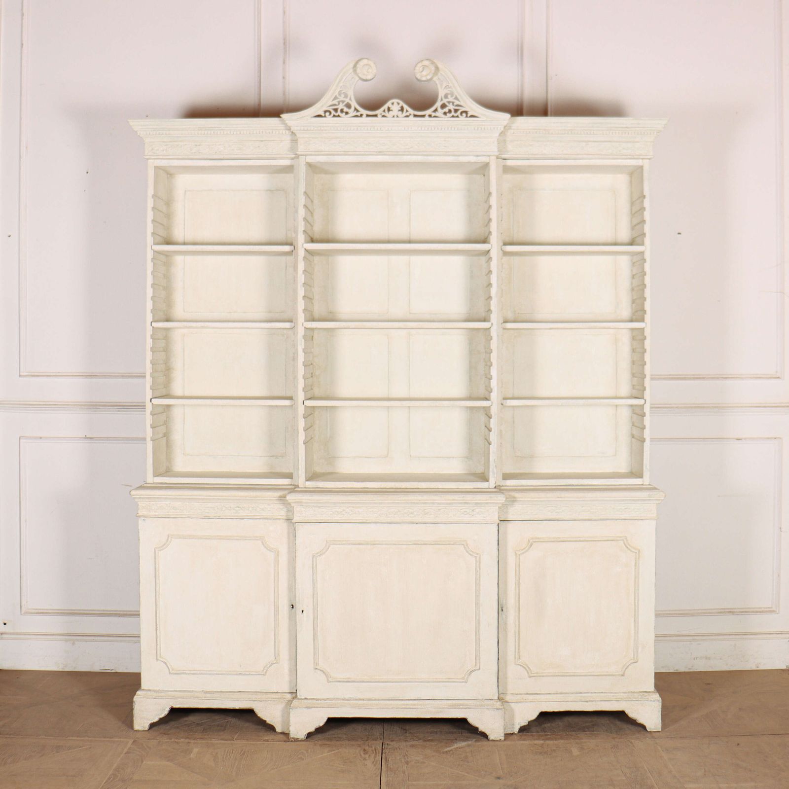 English Breakfront Library Bookcase