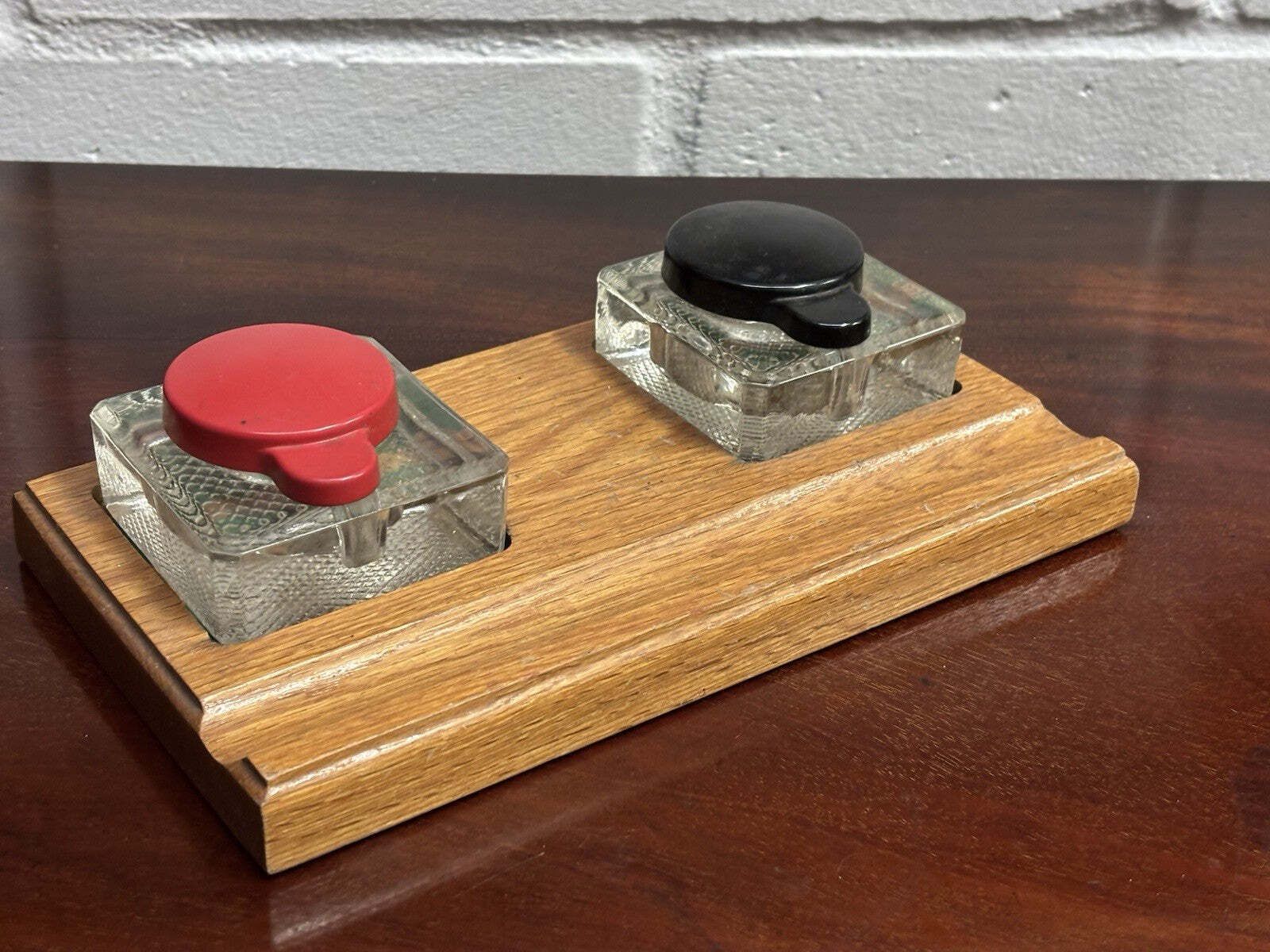 Edwardian Oak Desk Ink And Pen Stand photo furniture