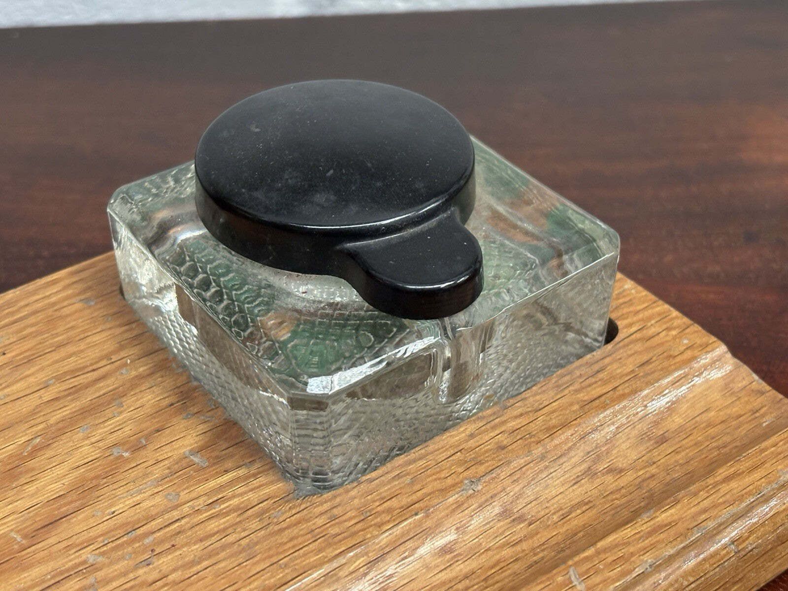 Edwardian Oak Desk Ink And Pen Stand photo Home Decor