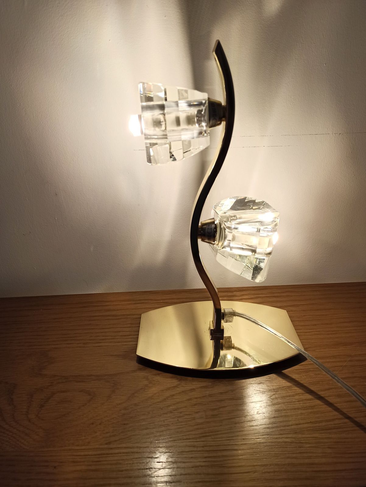 Alfa Polished Brass Table Lamp With K9 Crystal Shades. 2 X G9s photo furniture