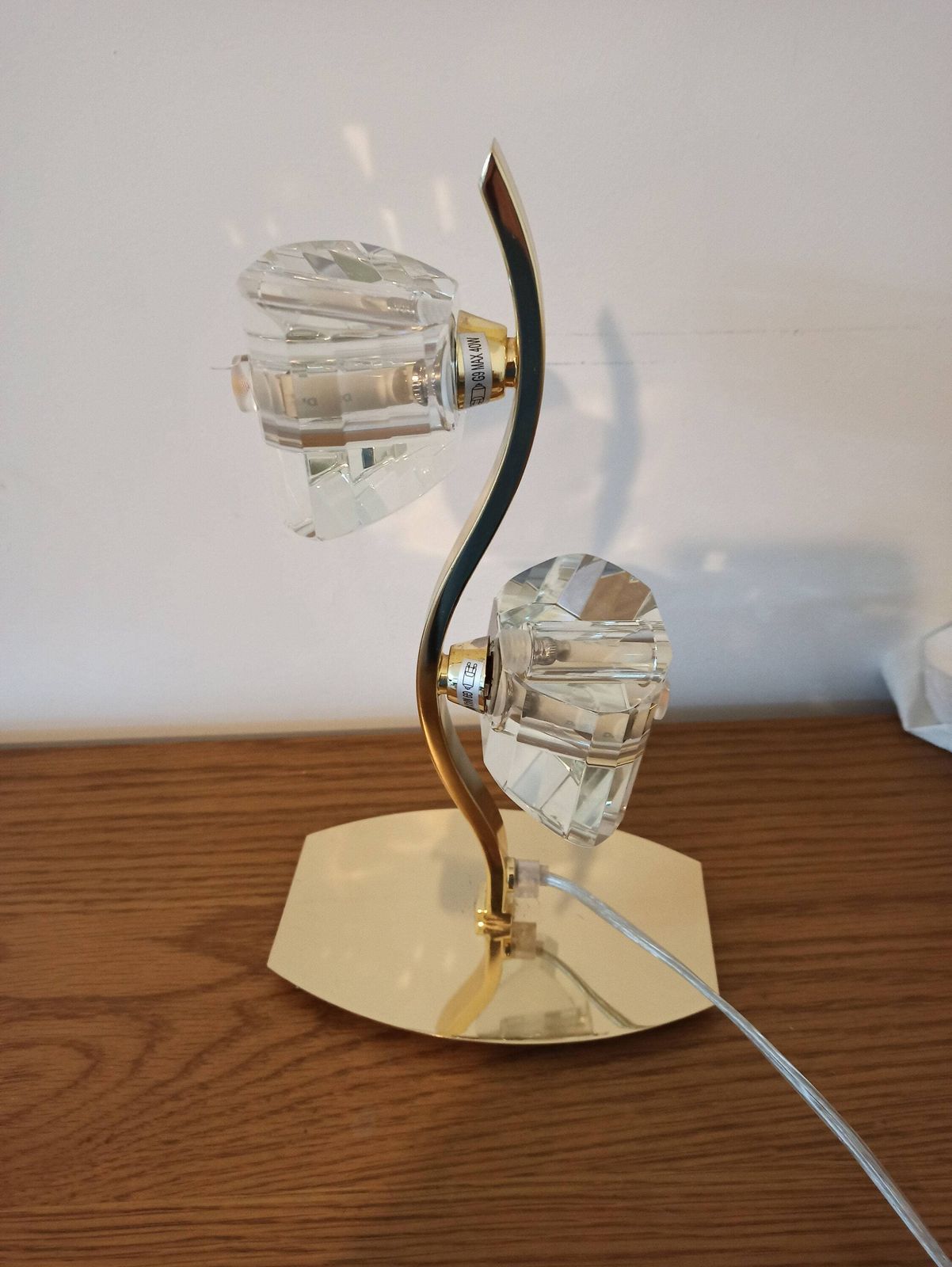 Alfa Polished Brass Table Lamp With K9 Crystal Shades. 2 X G9s photo buy