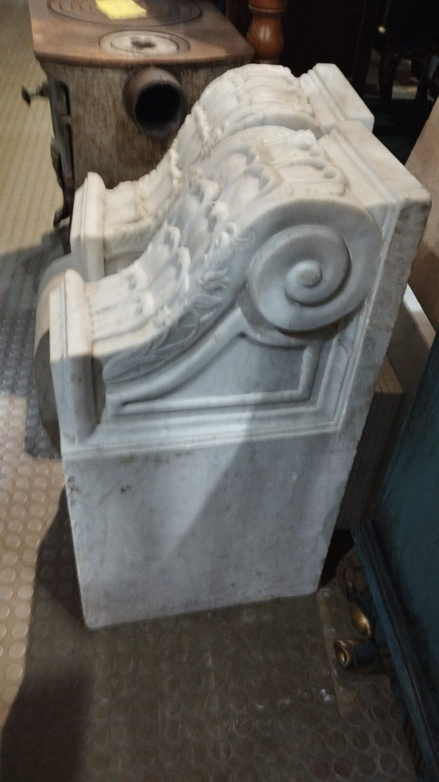 Pair Of Large Capitals, 18th Century Marble Shelves