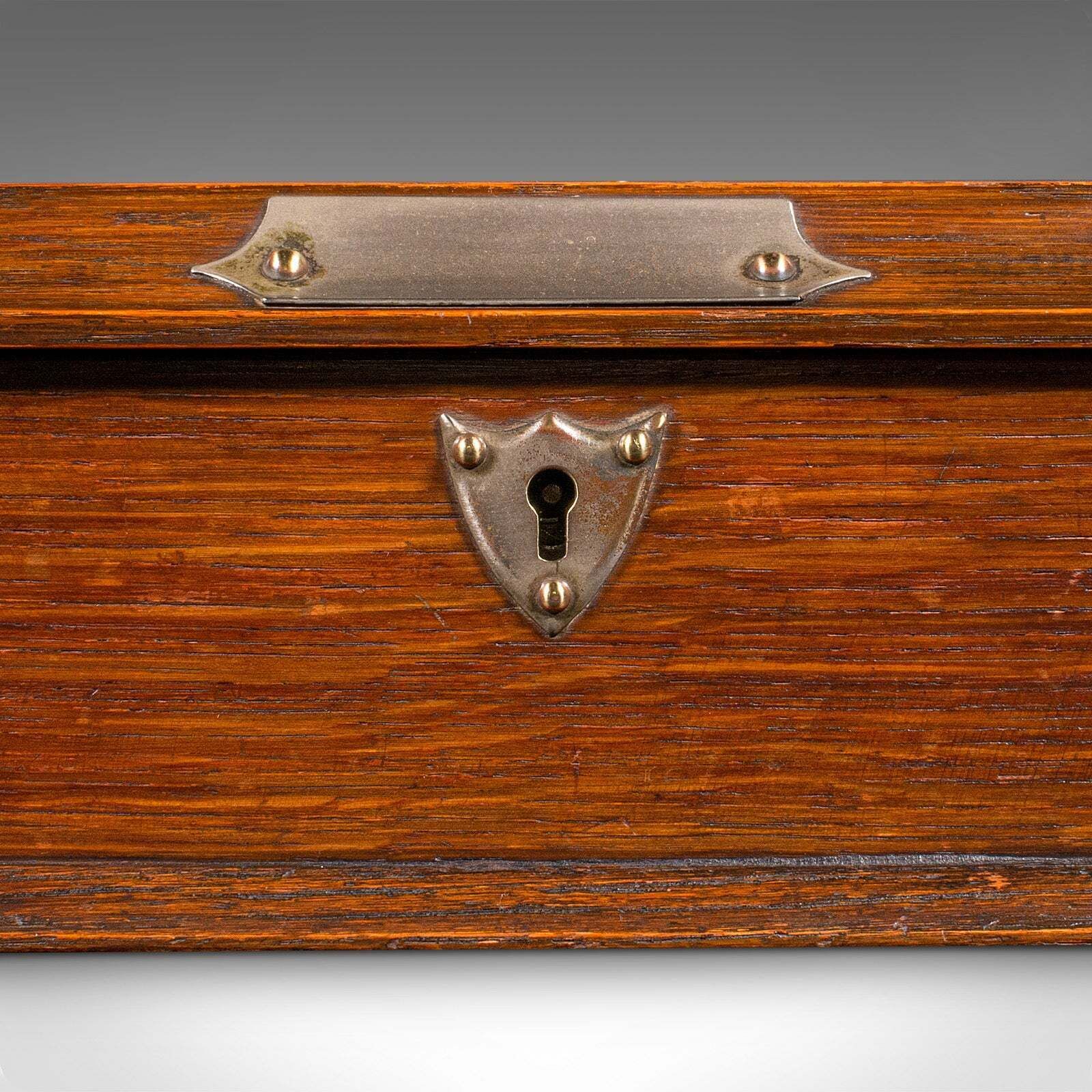 Home Decor Antique Cigar Case, English, Oak, Cedar, Desktop Humidor, Edwardian, Circa 1910 photo