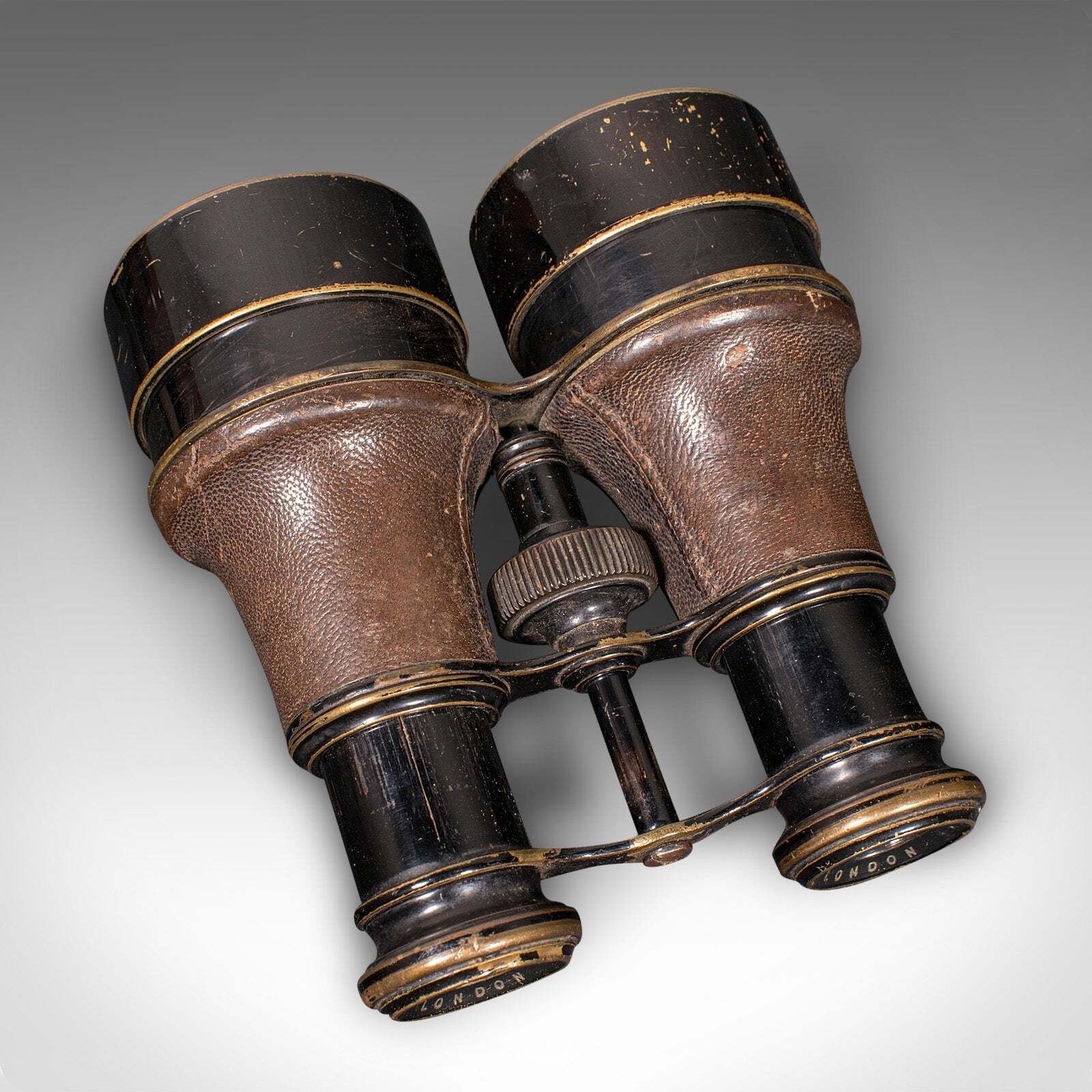 photo for sale Pair Of Antique Opera Glasses, English, Leather, Brass, Binoculars, Ross London