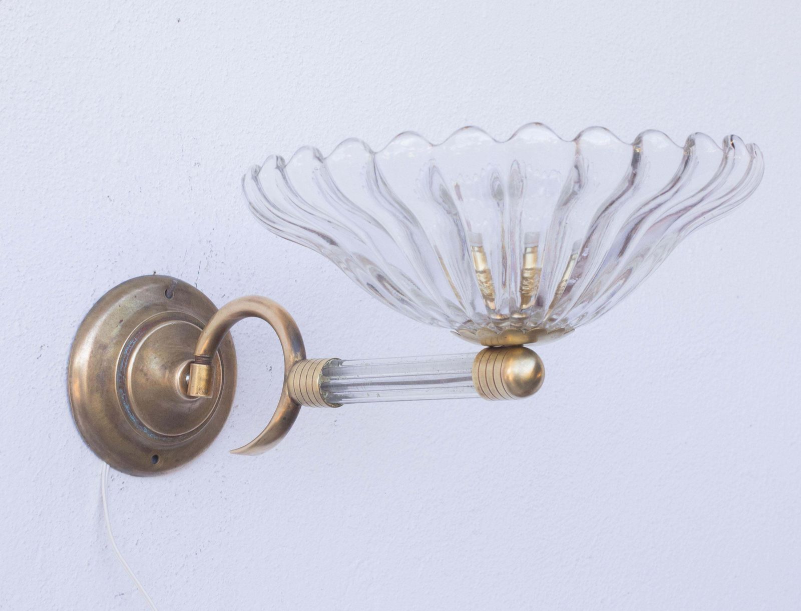Set Of 2 Wall Light Sconces By Barovier & Toso Glass Murano, Italy, 1950 photo for sale