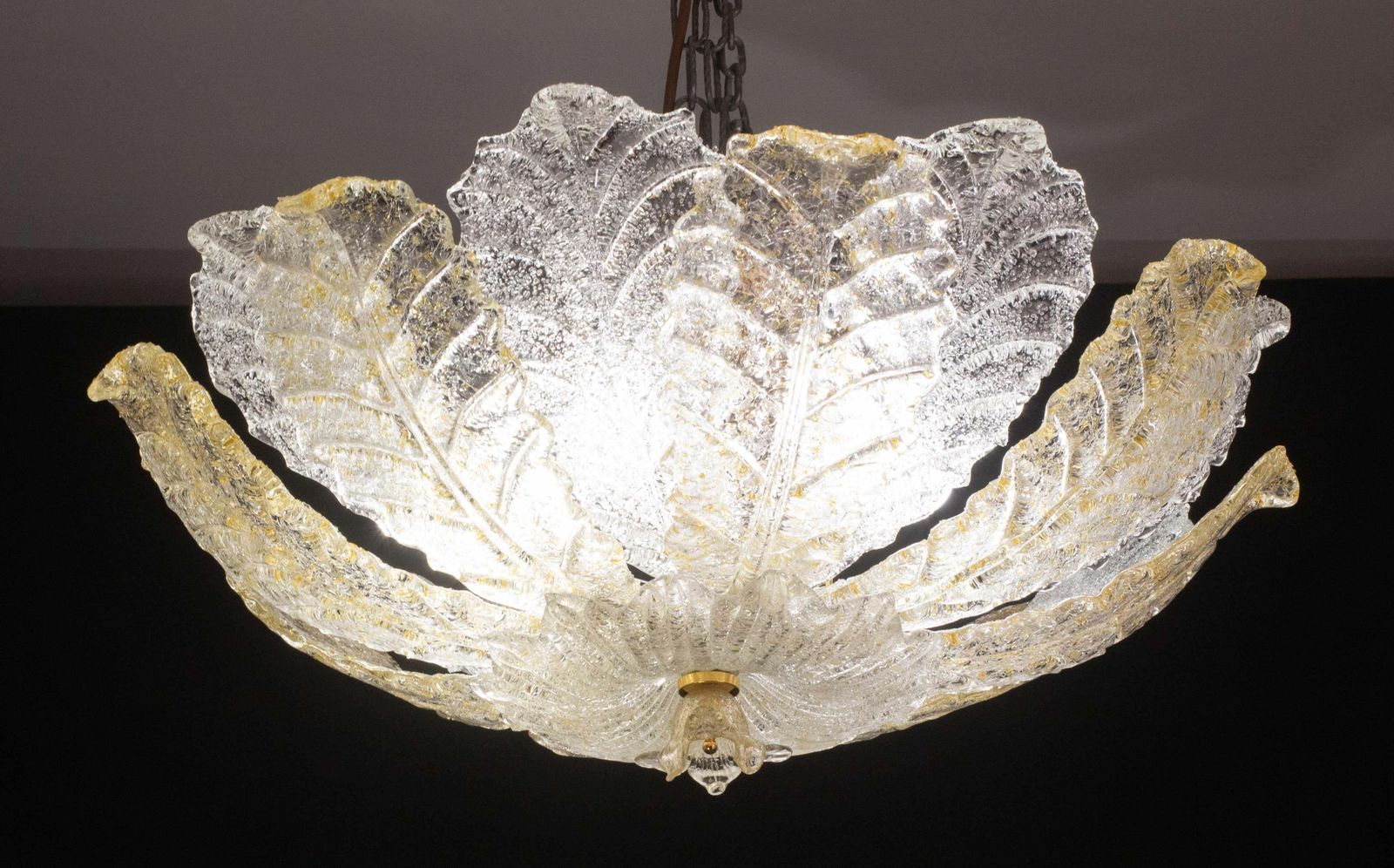 Murano Glass Gold And Transparent Leaves Chandelier Or Flush Mount, 1970s photo furniture