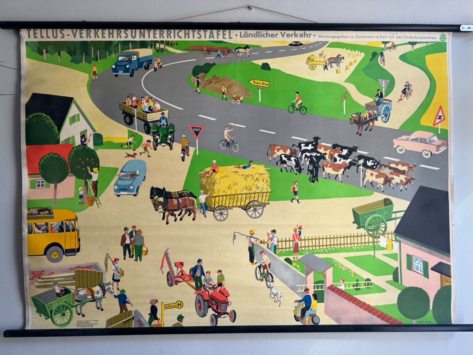 Rare Traffic Lessons School Chart 1950s Road Safety In The Countryeducation photo for sale